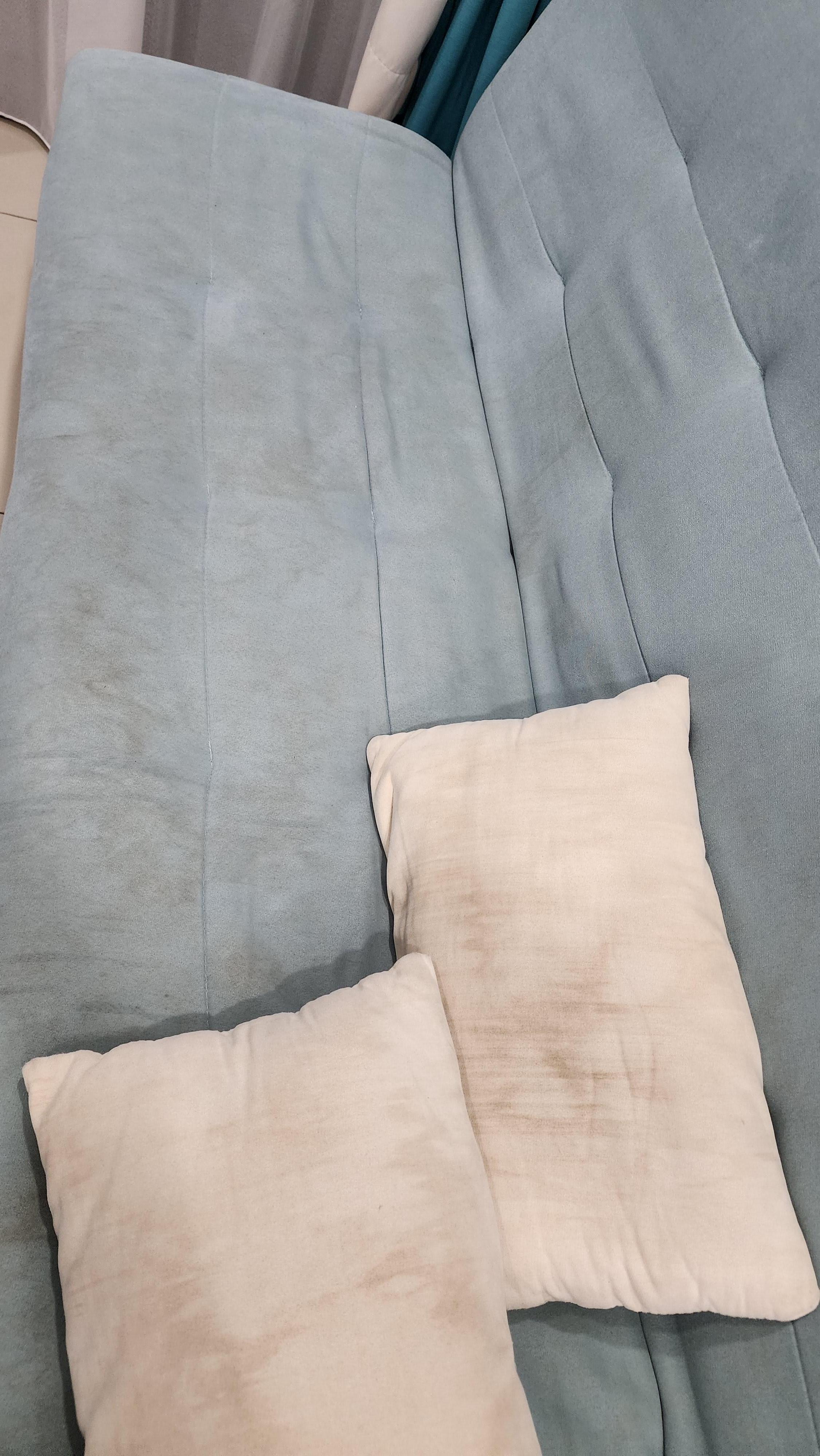 Dirty sofa and cushions 