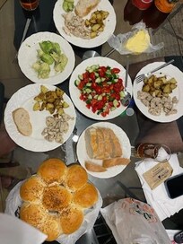 Dinner we made in room. Bread was bought at bakery. room does not have oven.