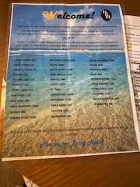 Al la carte menu for necessary things like forks.