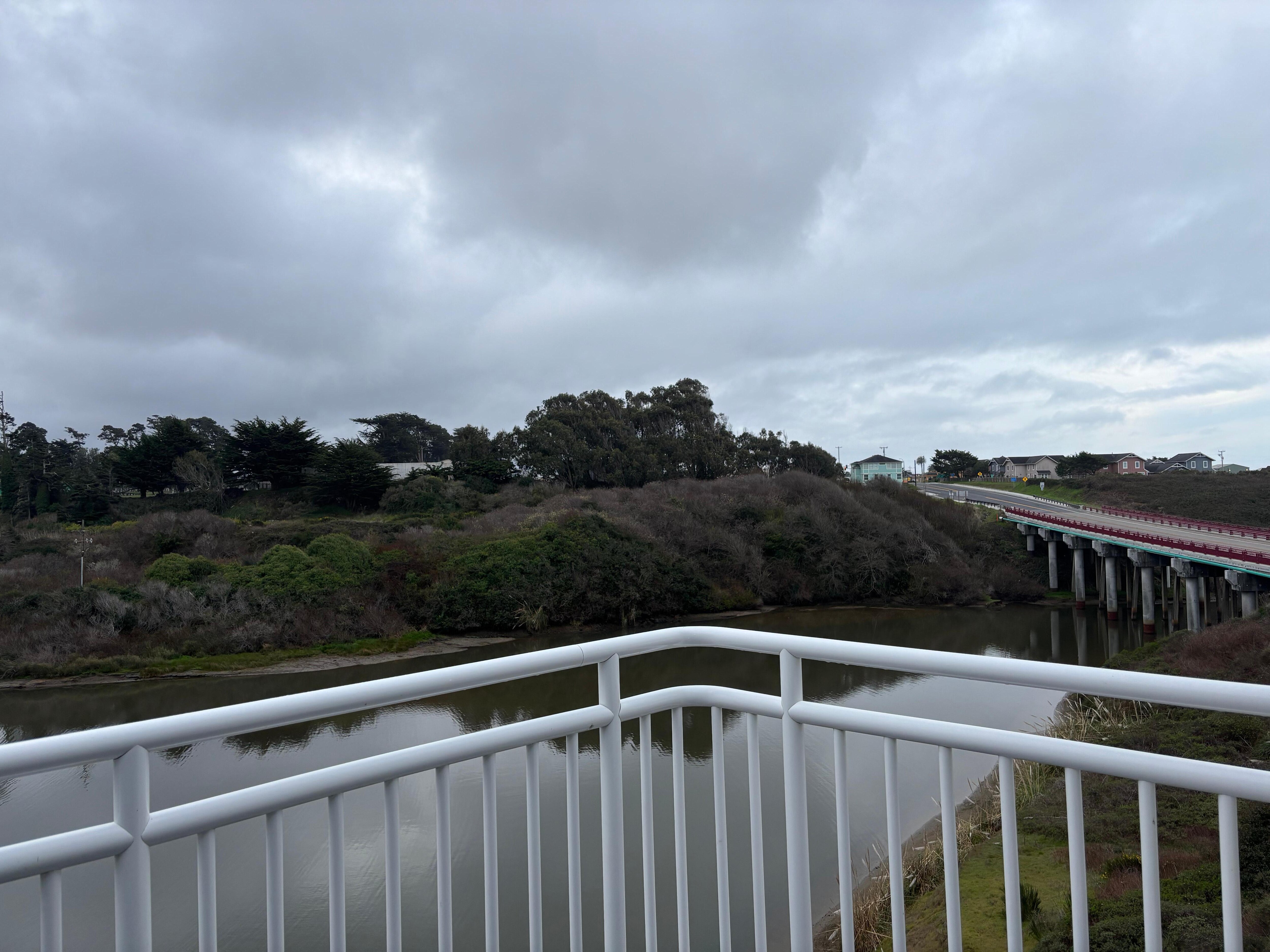 Wide span view of estuary from balcony 