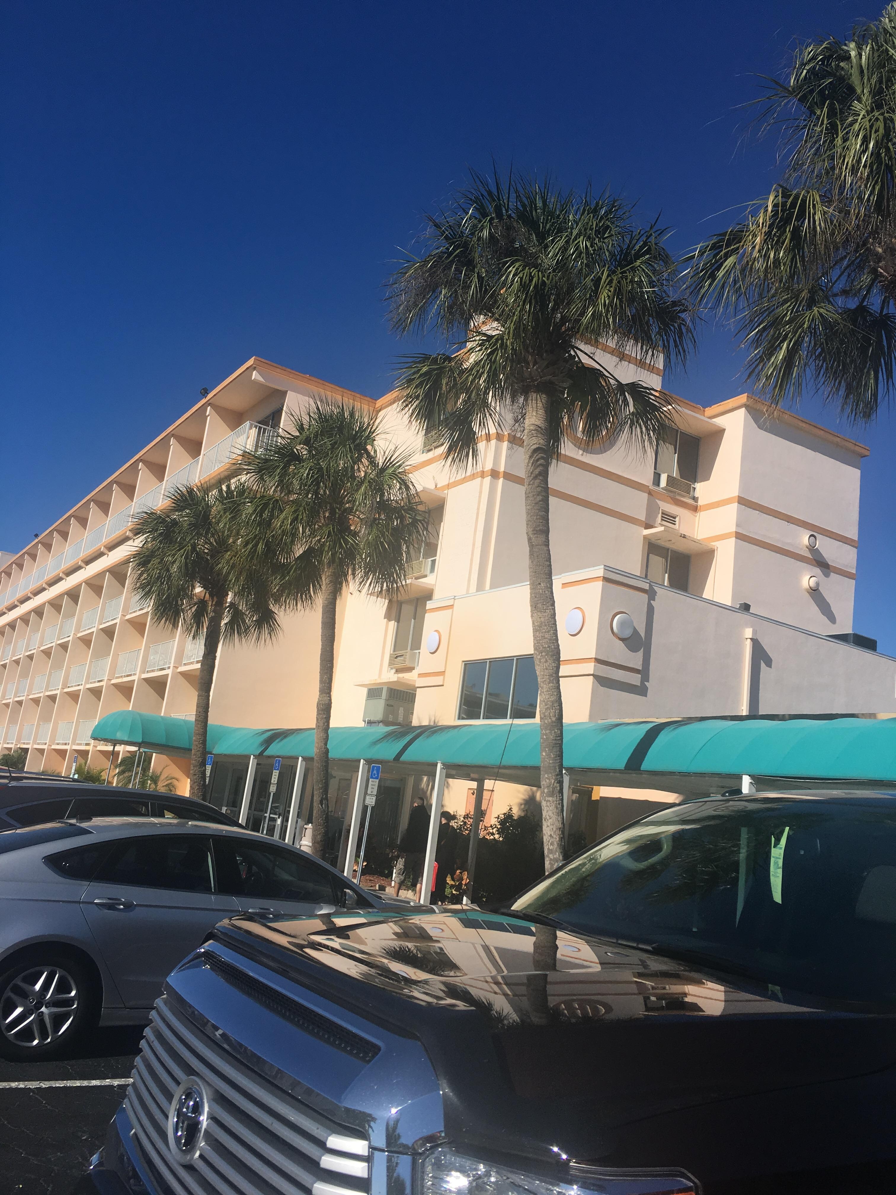 Back of the hotel from the volleyball court
