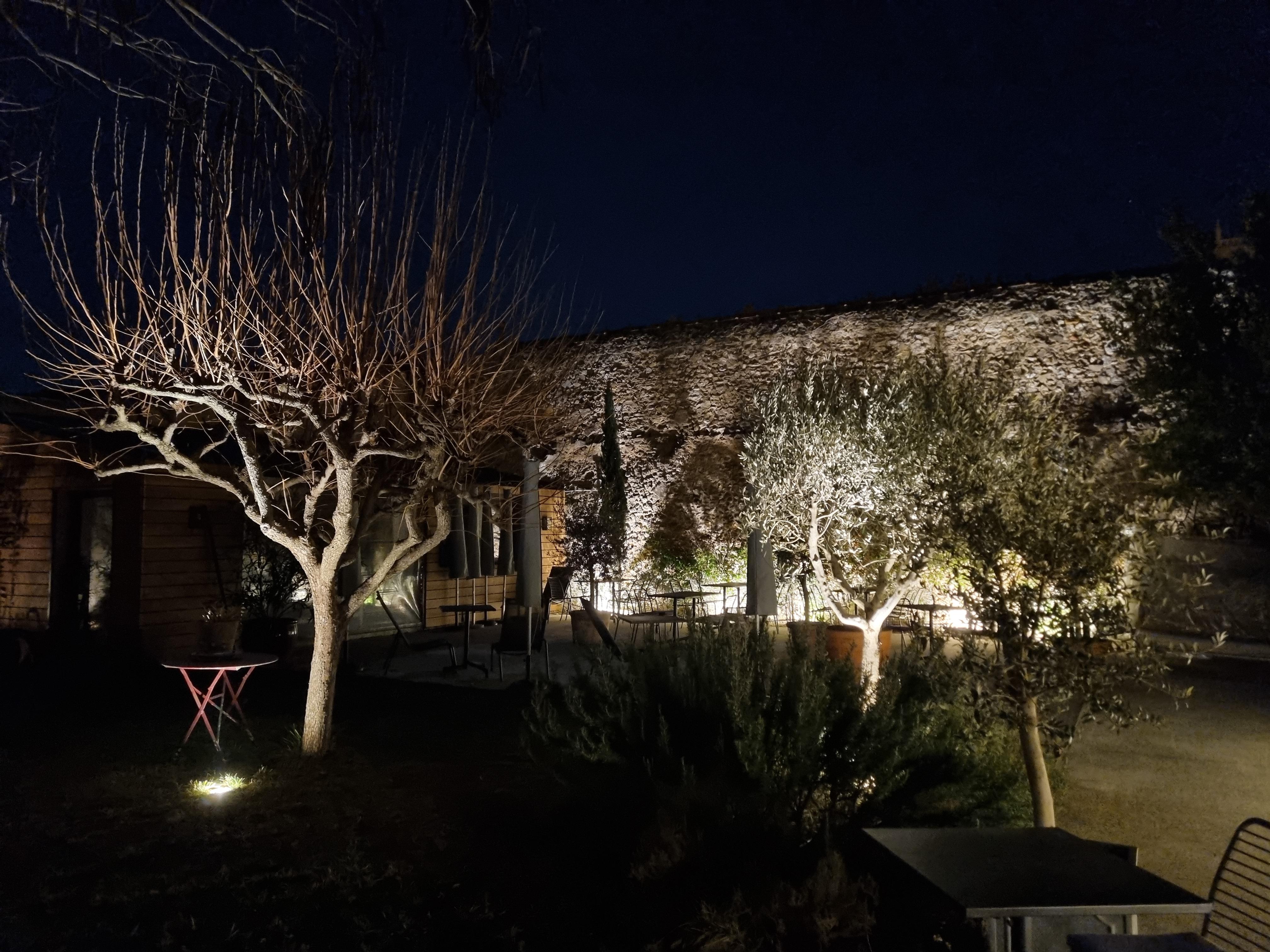 Le gardin intérueur dans la nuit