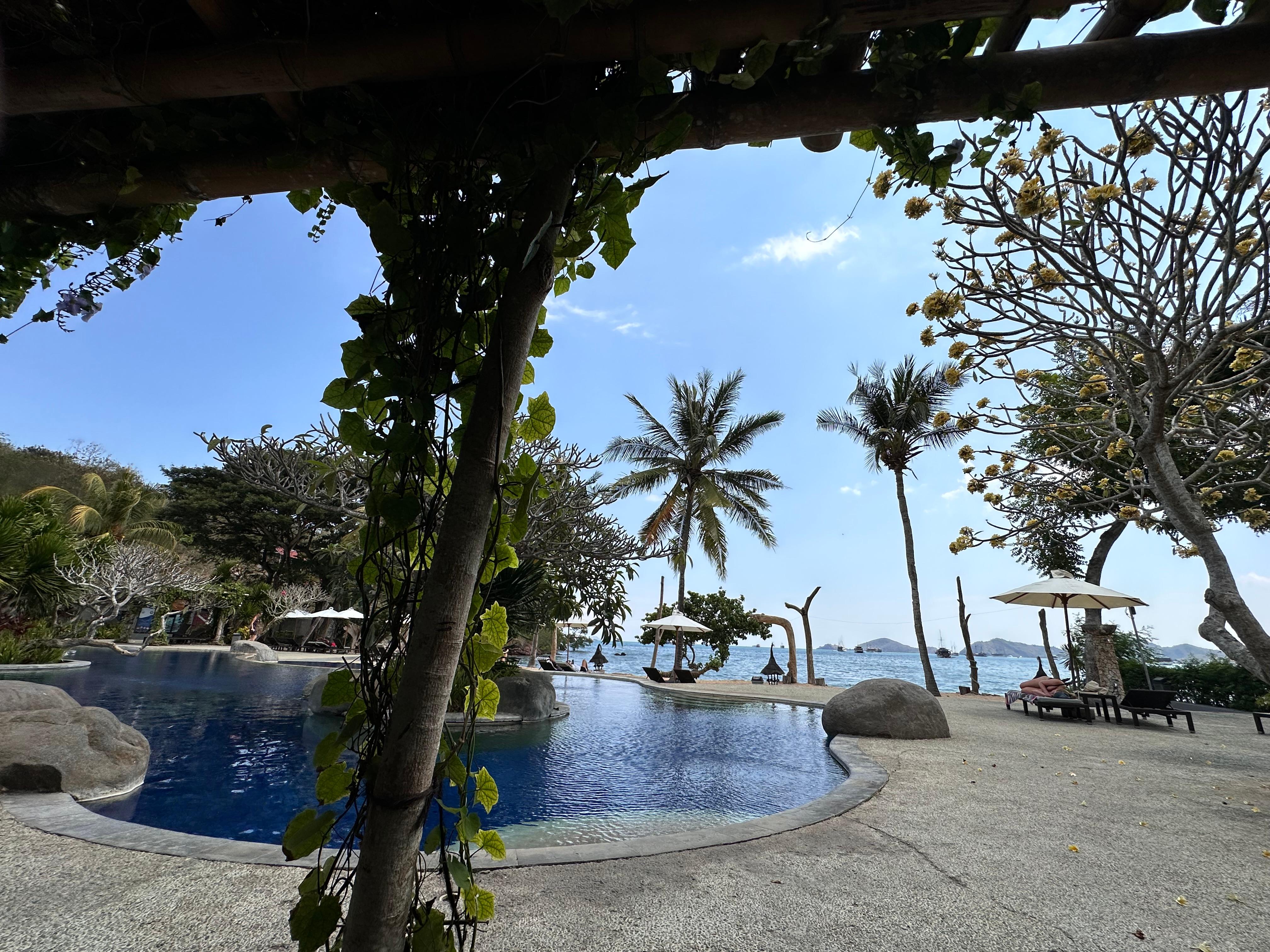 Beautiful swimming pool overlooking the sea 