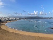 Morning view from the balcony. You can see whole Las Canteras