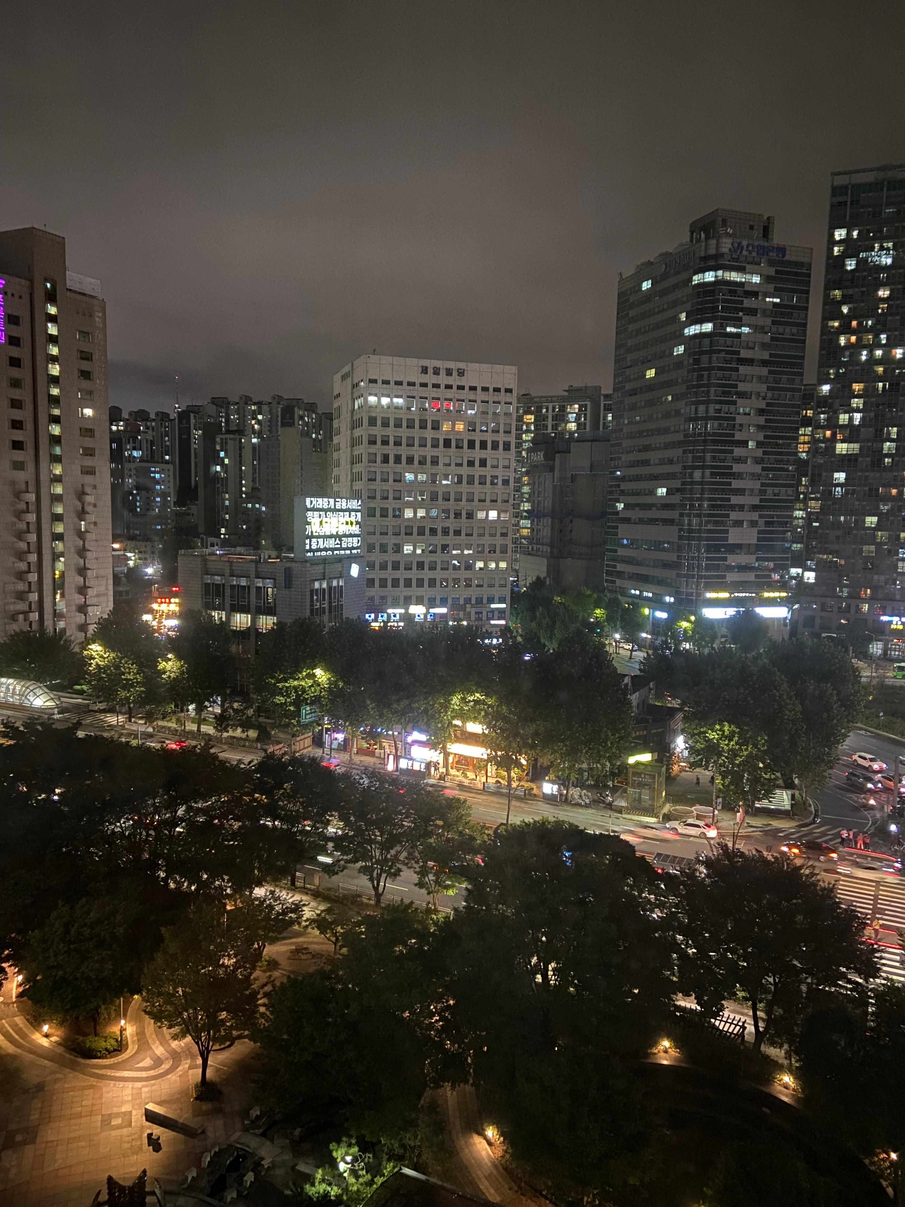 Night view towards city