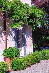 Outside the rooms.