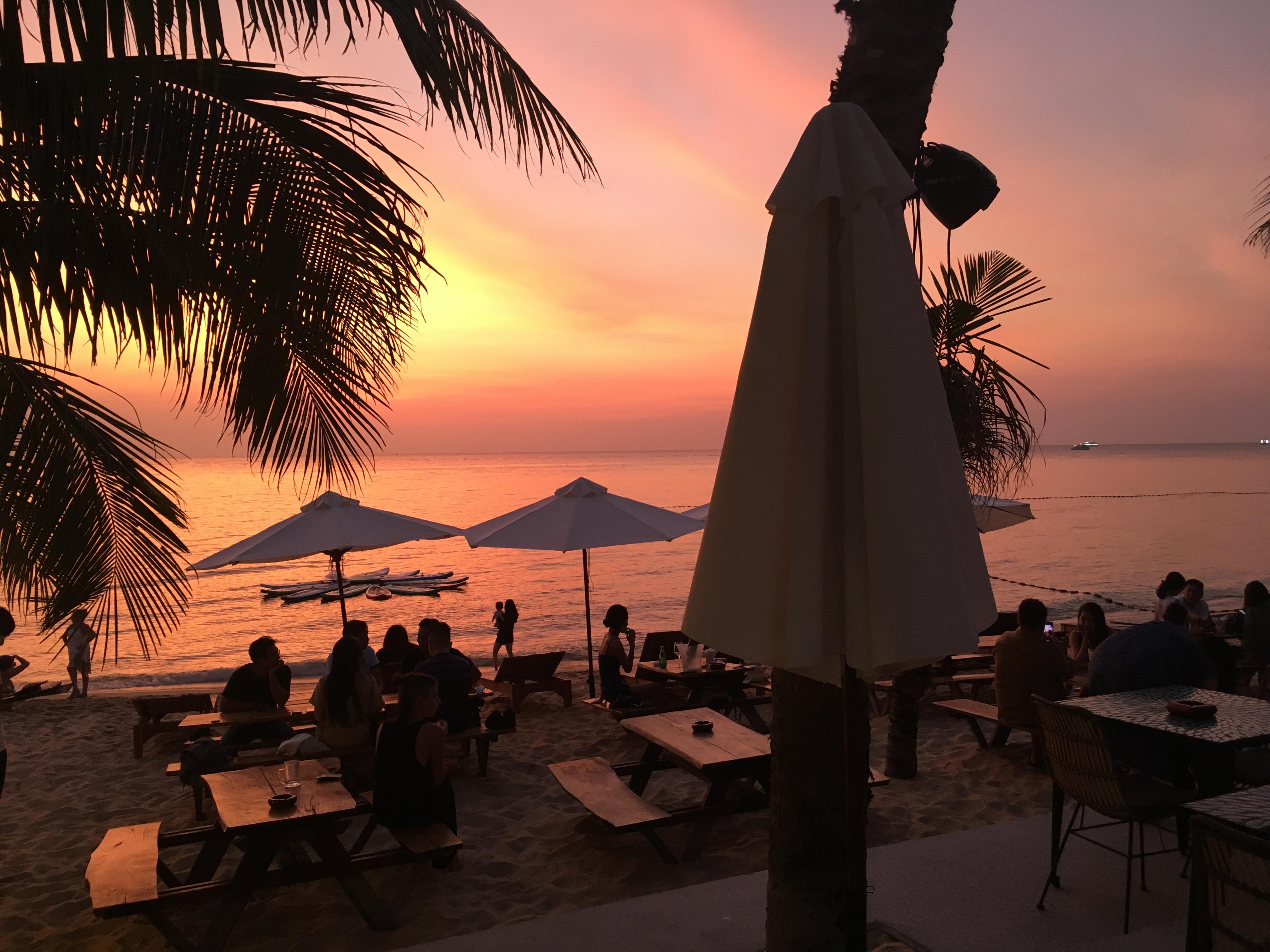 The beautiful sunset from the beach bar