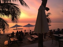 The beautiful sunset from the beach bar