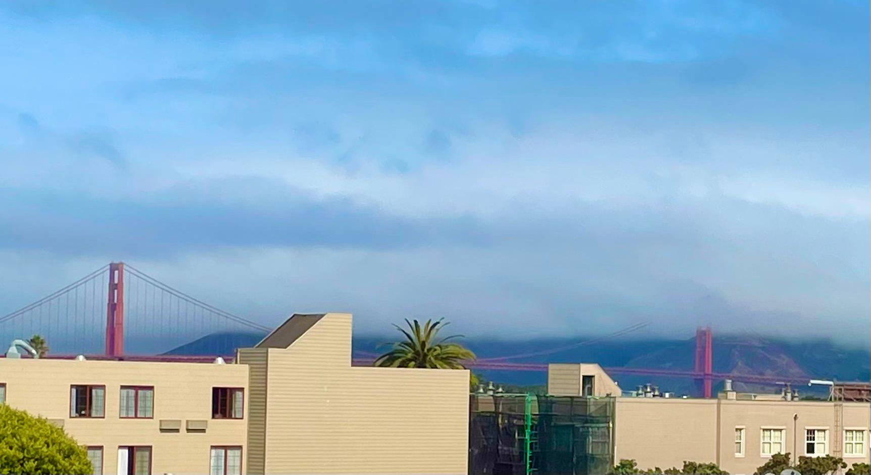 3rd floor Fillmore/Lombard side view of Golden Gate Bridge.