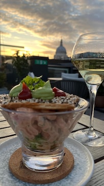 Prawn cocktail and view from roof terrace!