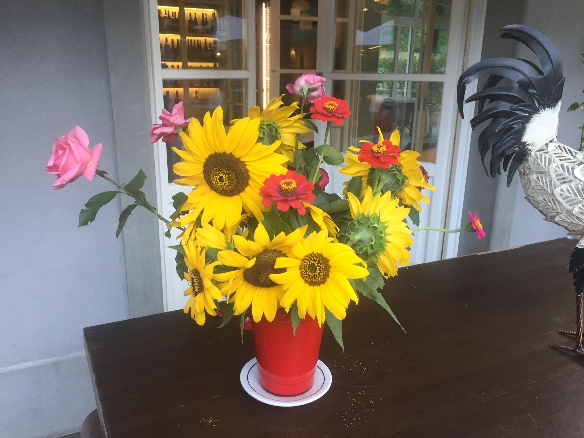 Lovely flowers on s farmhouse table