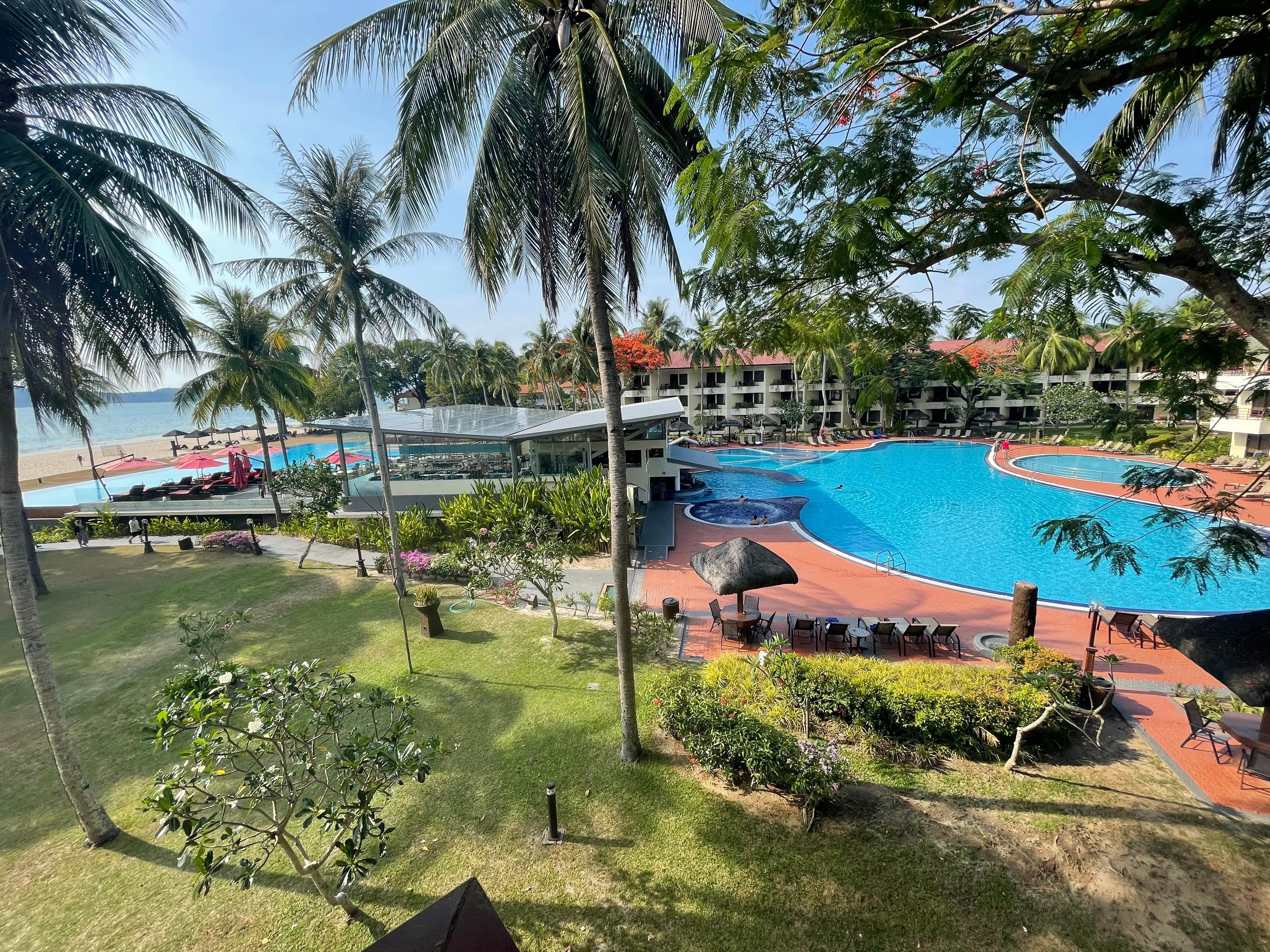 Pool view from the deluxe premium room balcony
