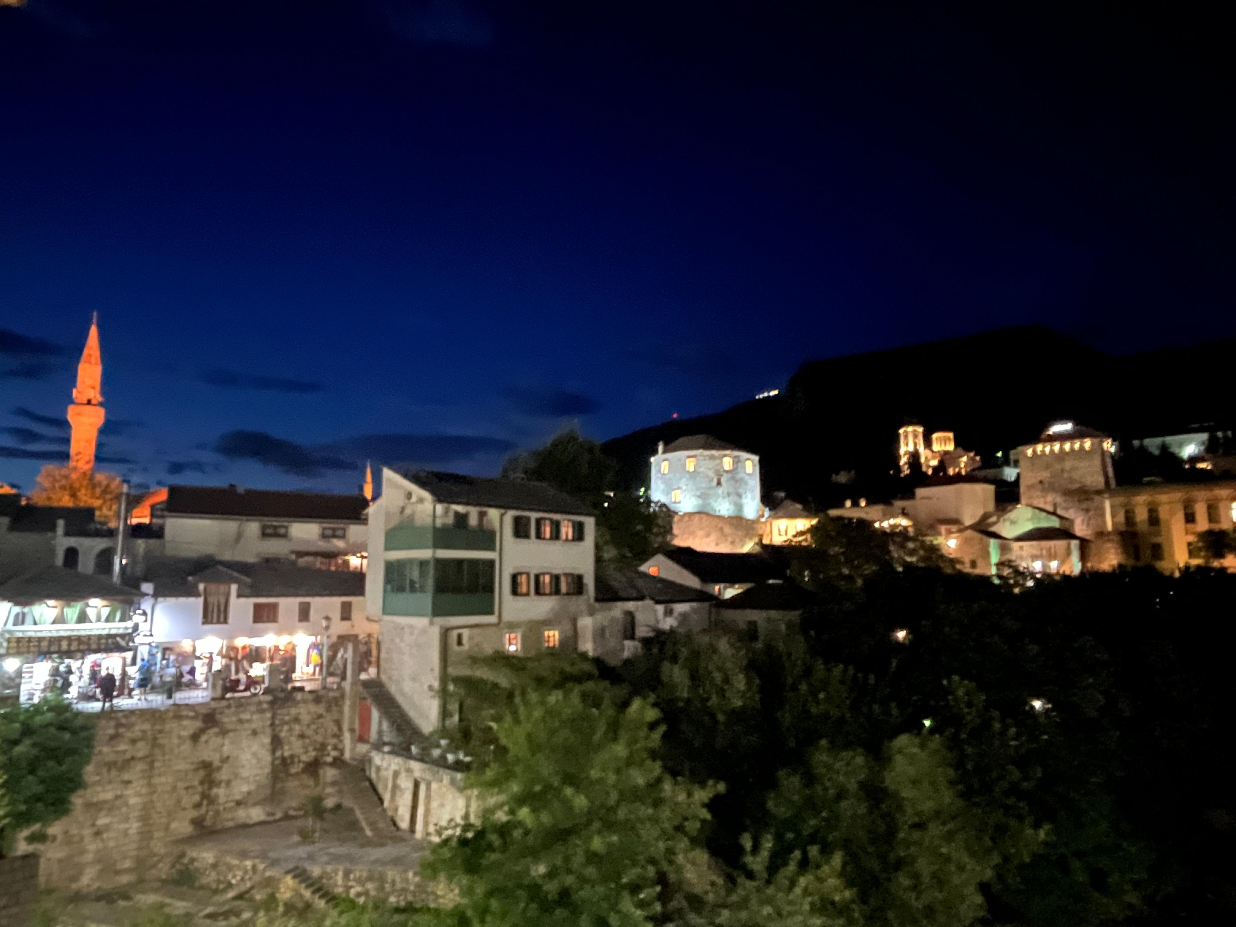 View from balcony at night 