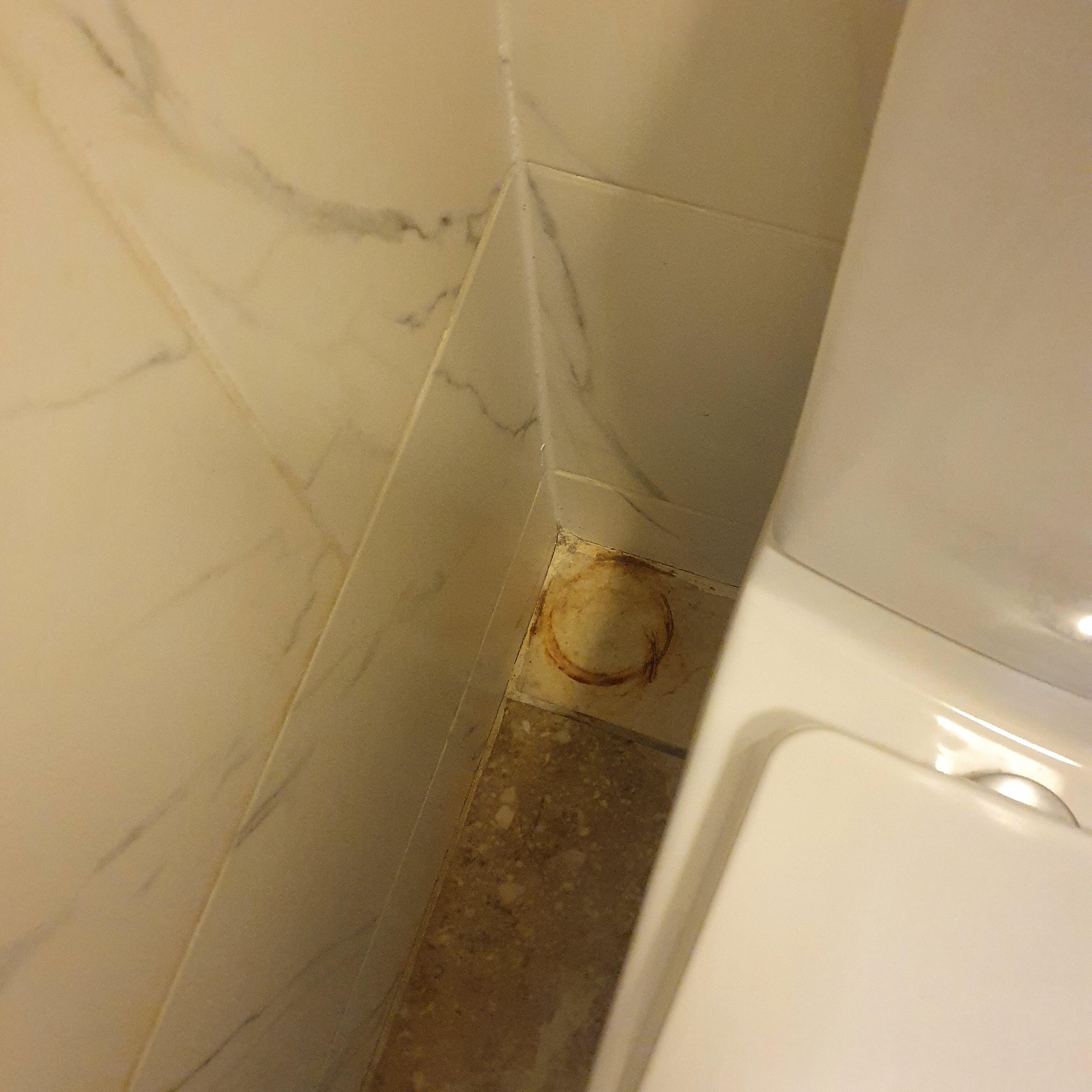 Grime around toilet