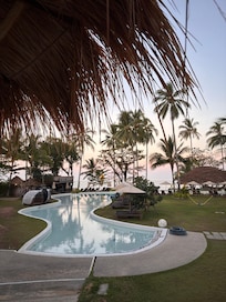 Pool area in the morning