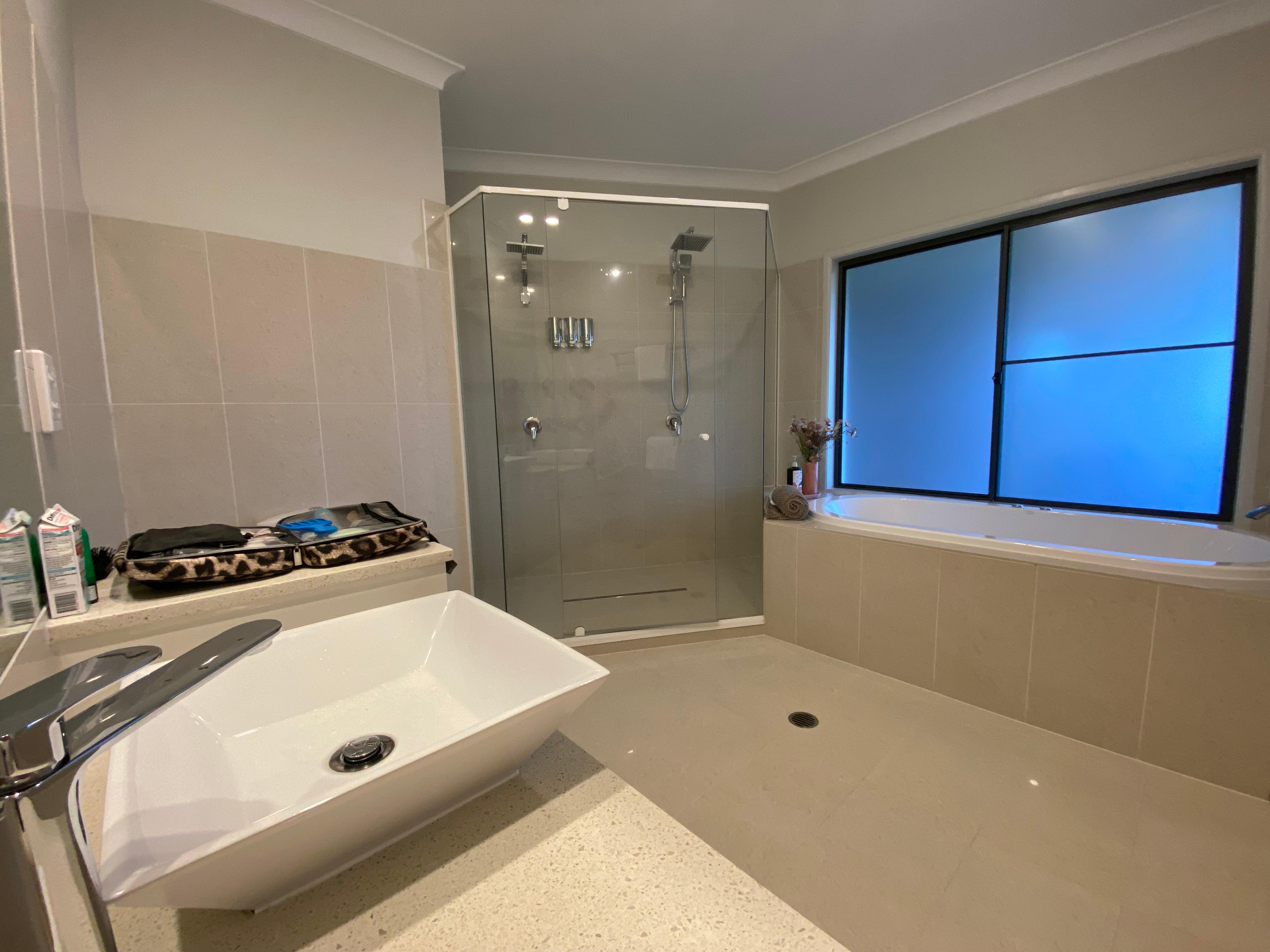 Huge…bathroom, spa bath & double shower & vanities 