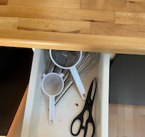 Dirty drawers with food and dirt