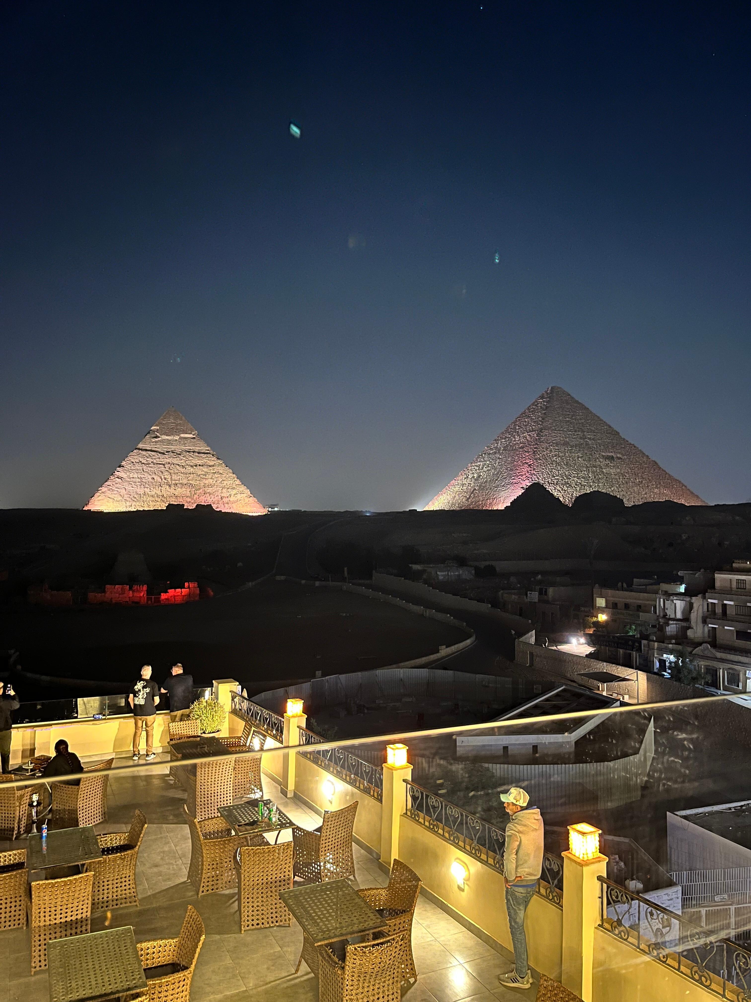 Sound and light show from rooftop restaurant 