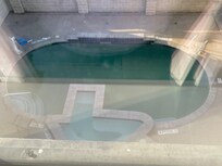 The pool water was green and you couldn’t see the bottom of the pool. There was a sign that the pool was closed for 24 hours because of chemicals. The water was clear on the 3rd day but the bottom of the pool was covered in green scum/slime.