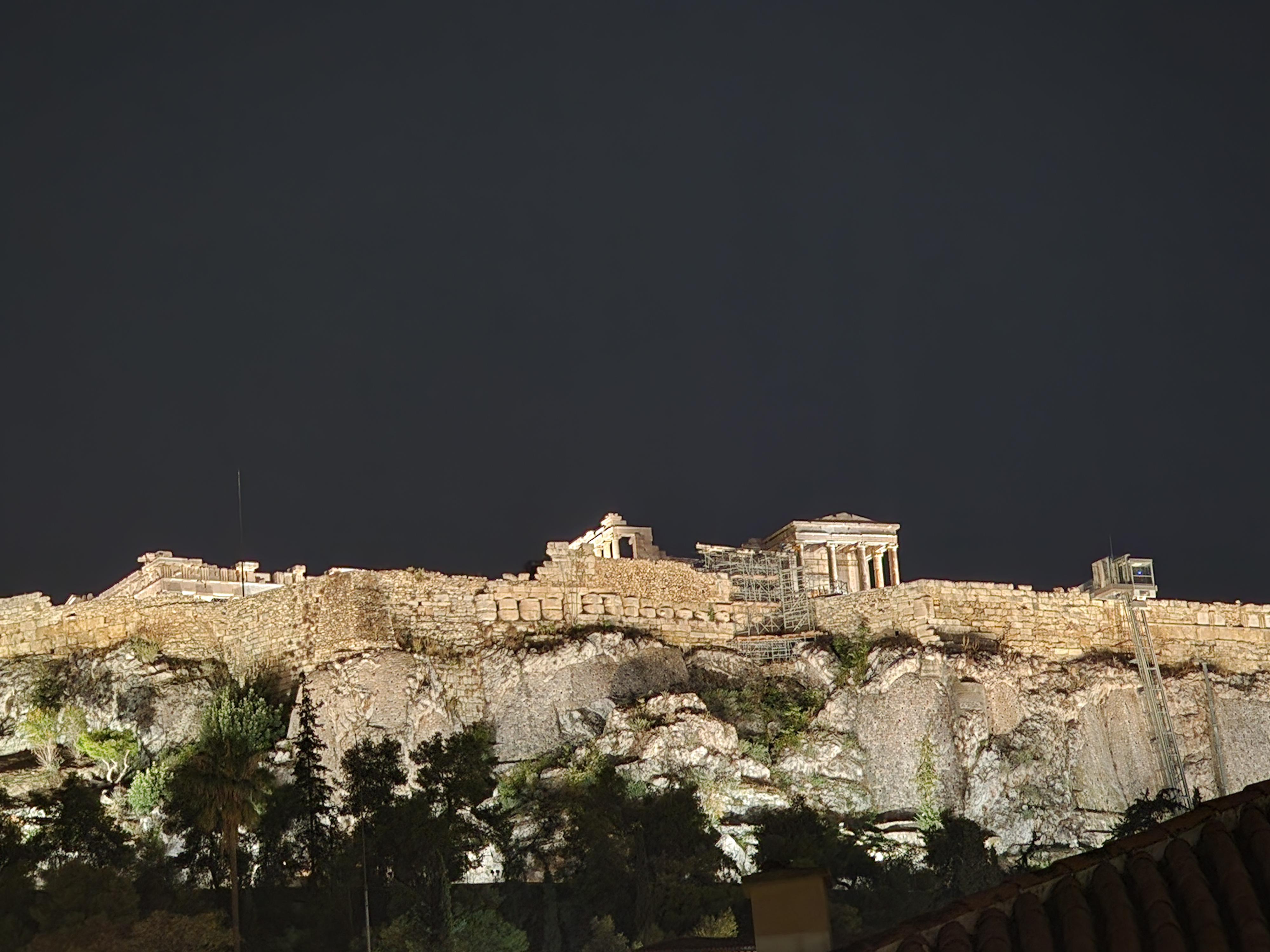 Acropolis from the rooftop terrace at night