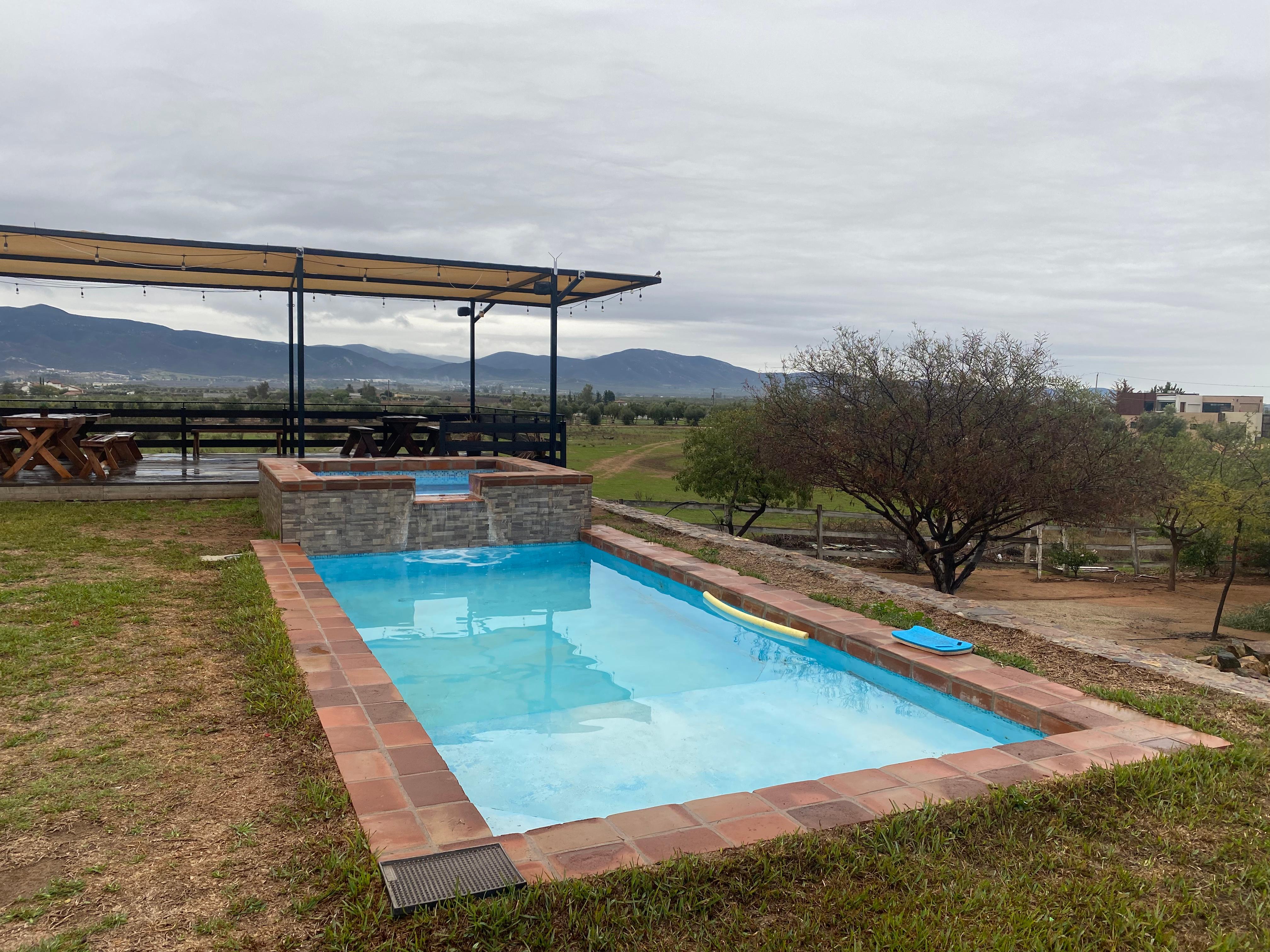 Large shelter just beyond the pool, tables & plenty of room to stretch and do yoga 