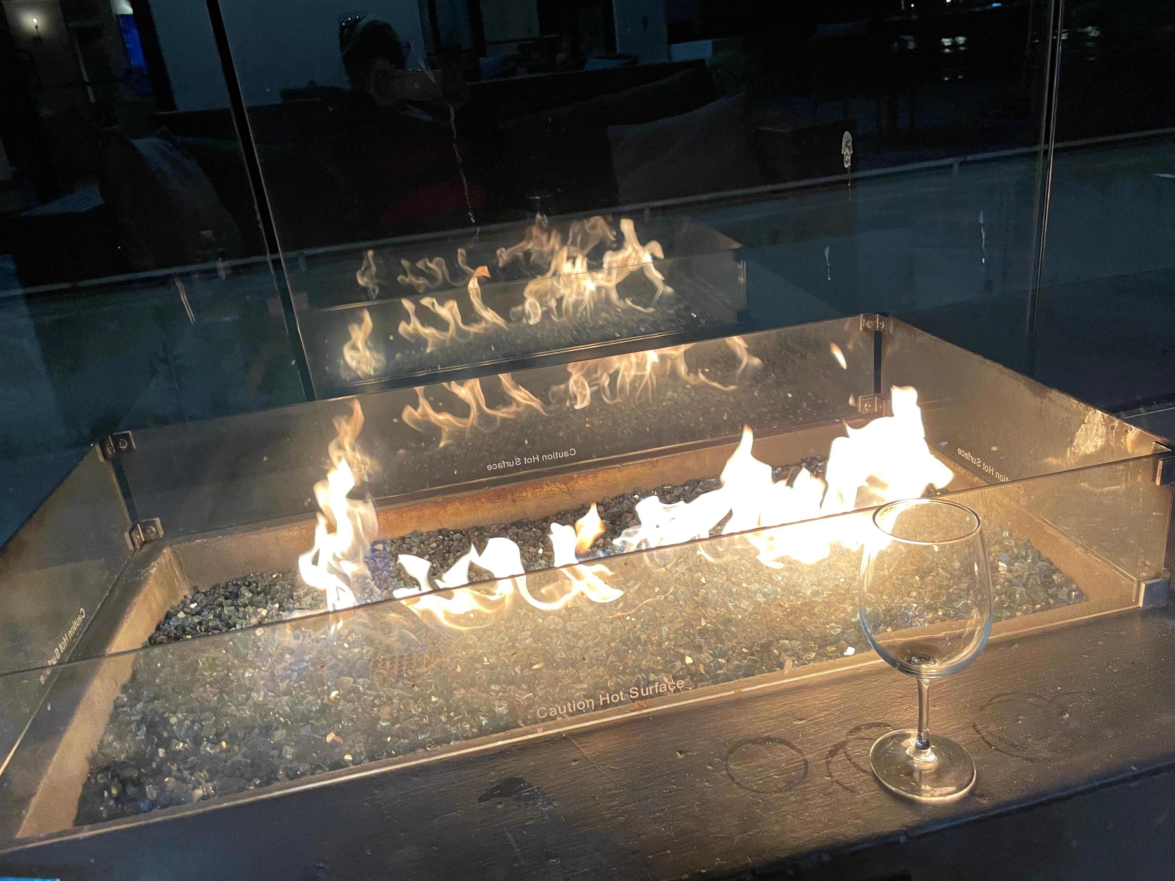 fire pit on patio great for s’mores