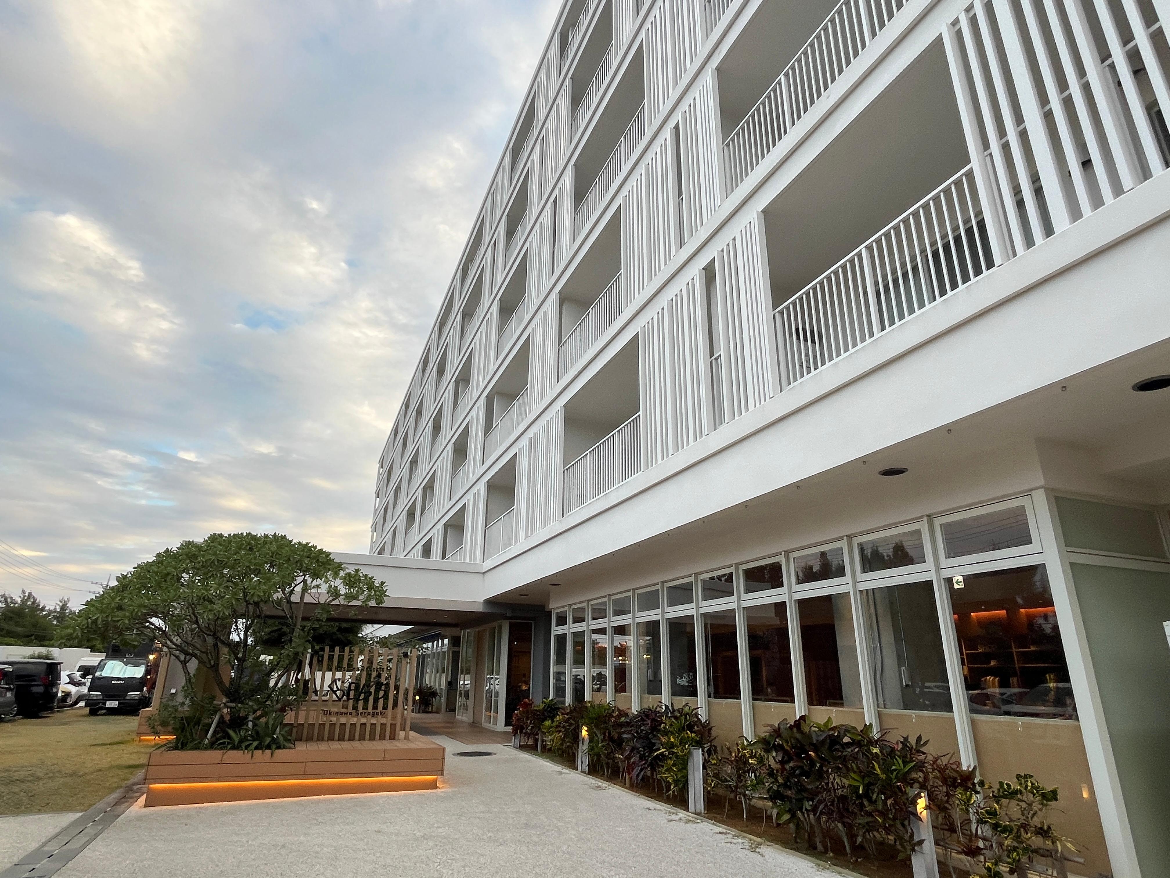 Exterior of the hotel with loads of parking