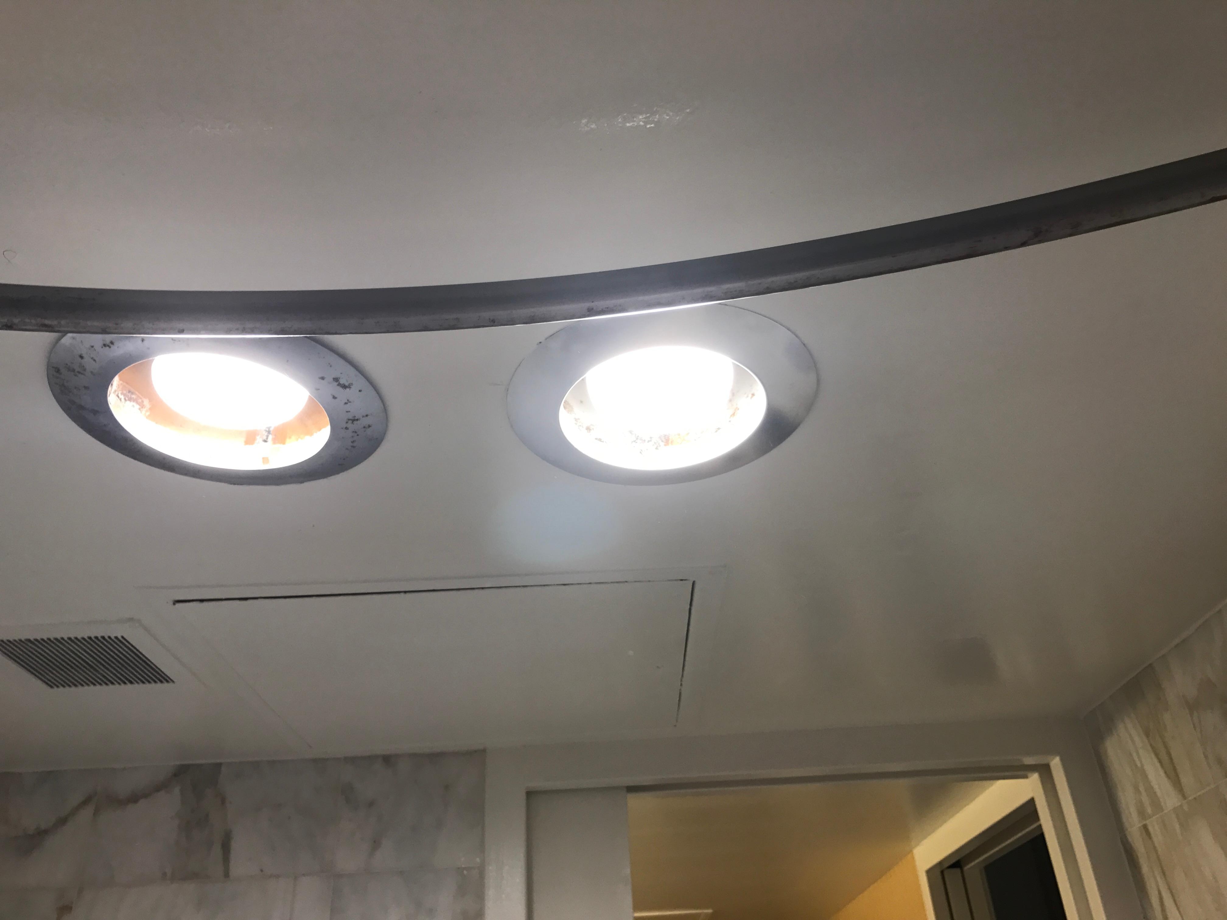 Rusting on shower bar, light fixtures