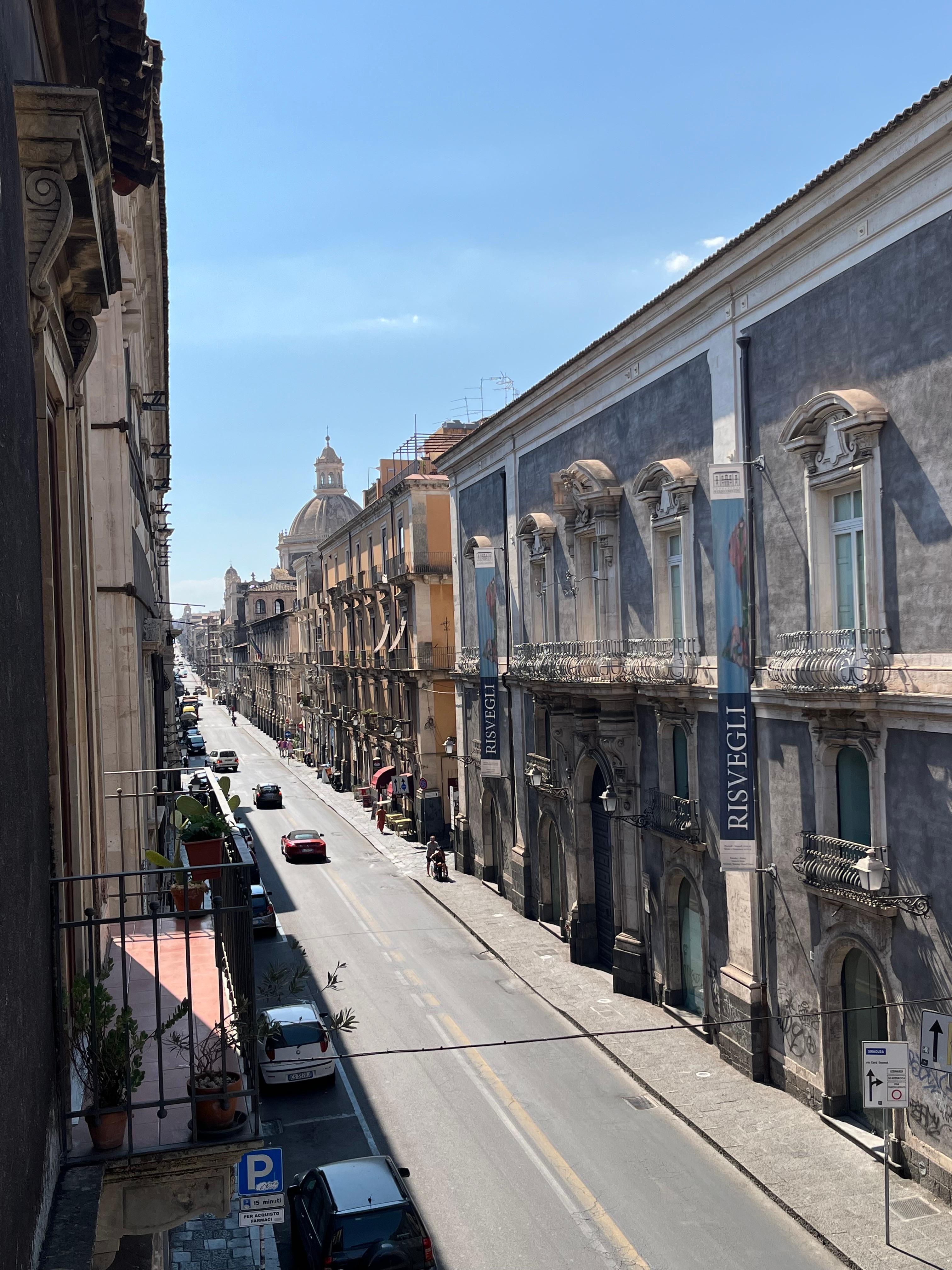 Balcony view towards city center.