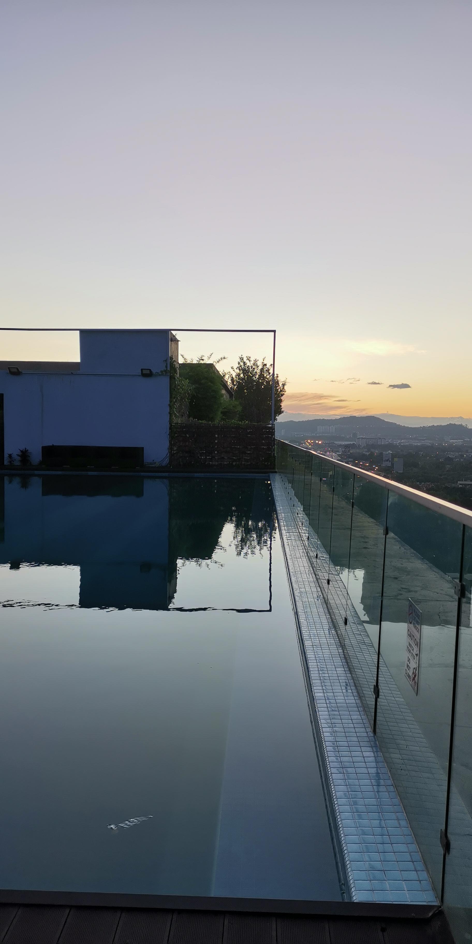 Pool and rooftop view