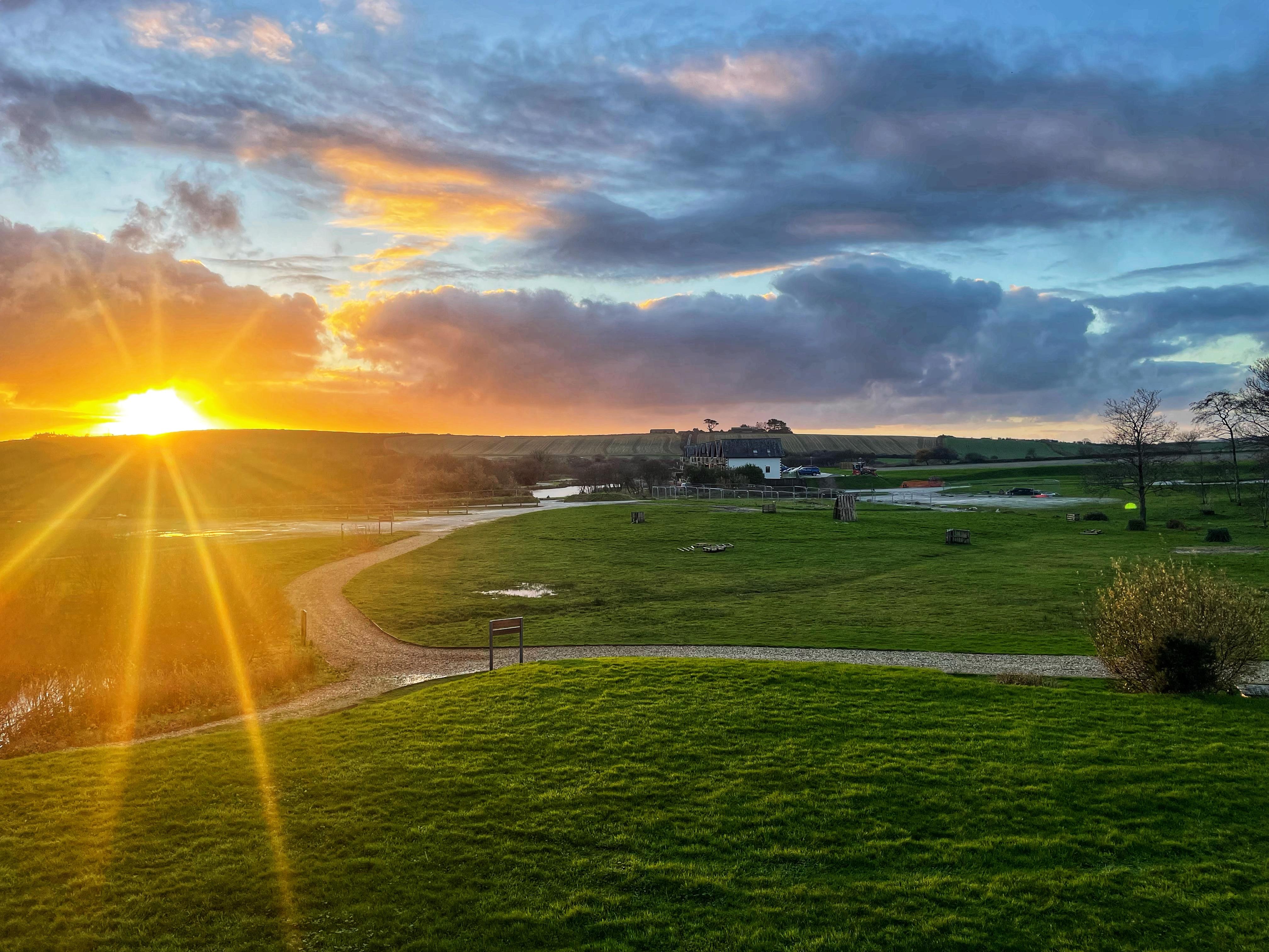 View leaving the front door of the lakeside villa