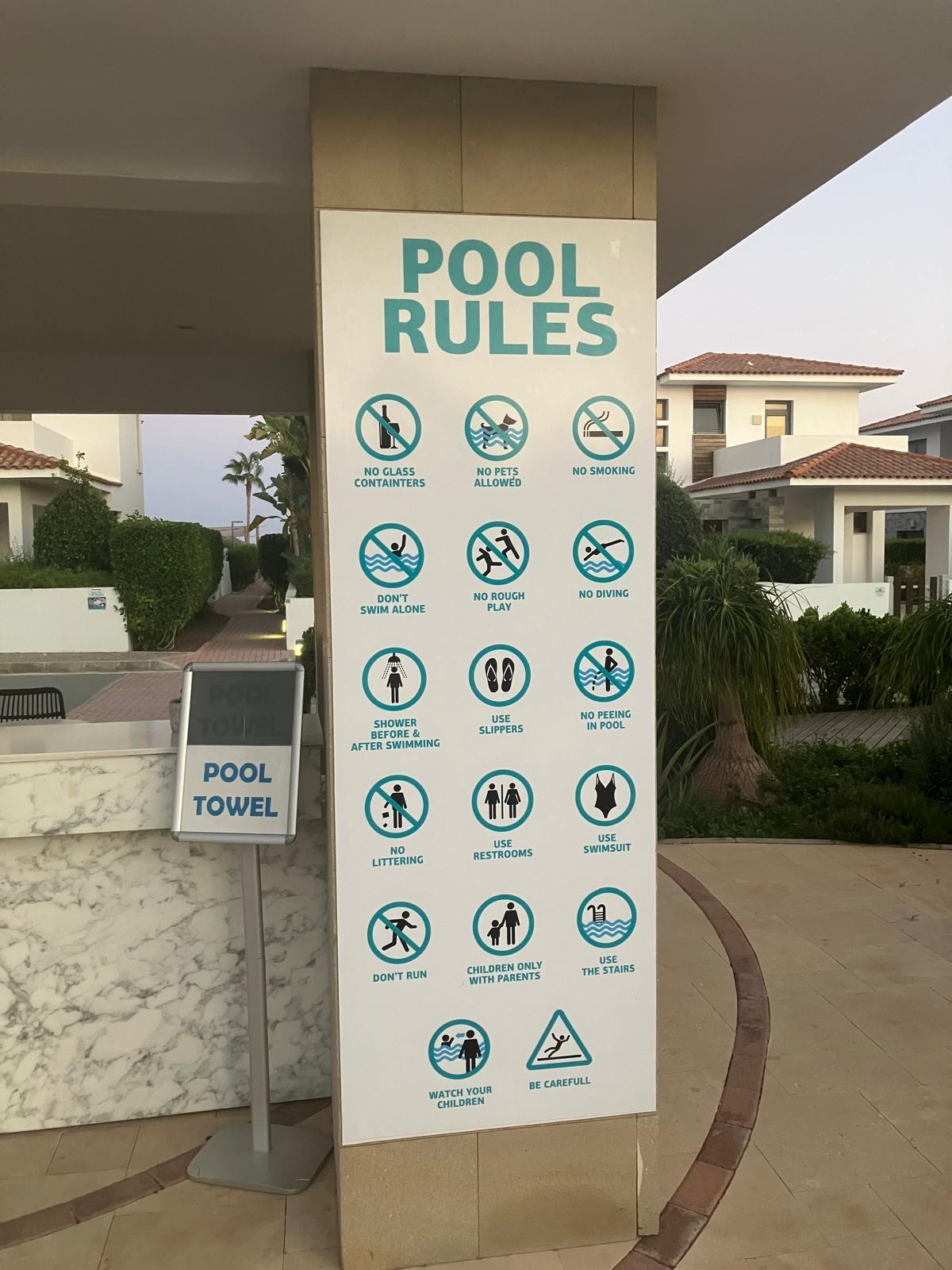 A lot of rules by the pool…