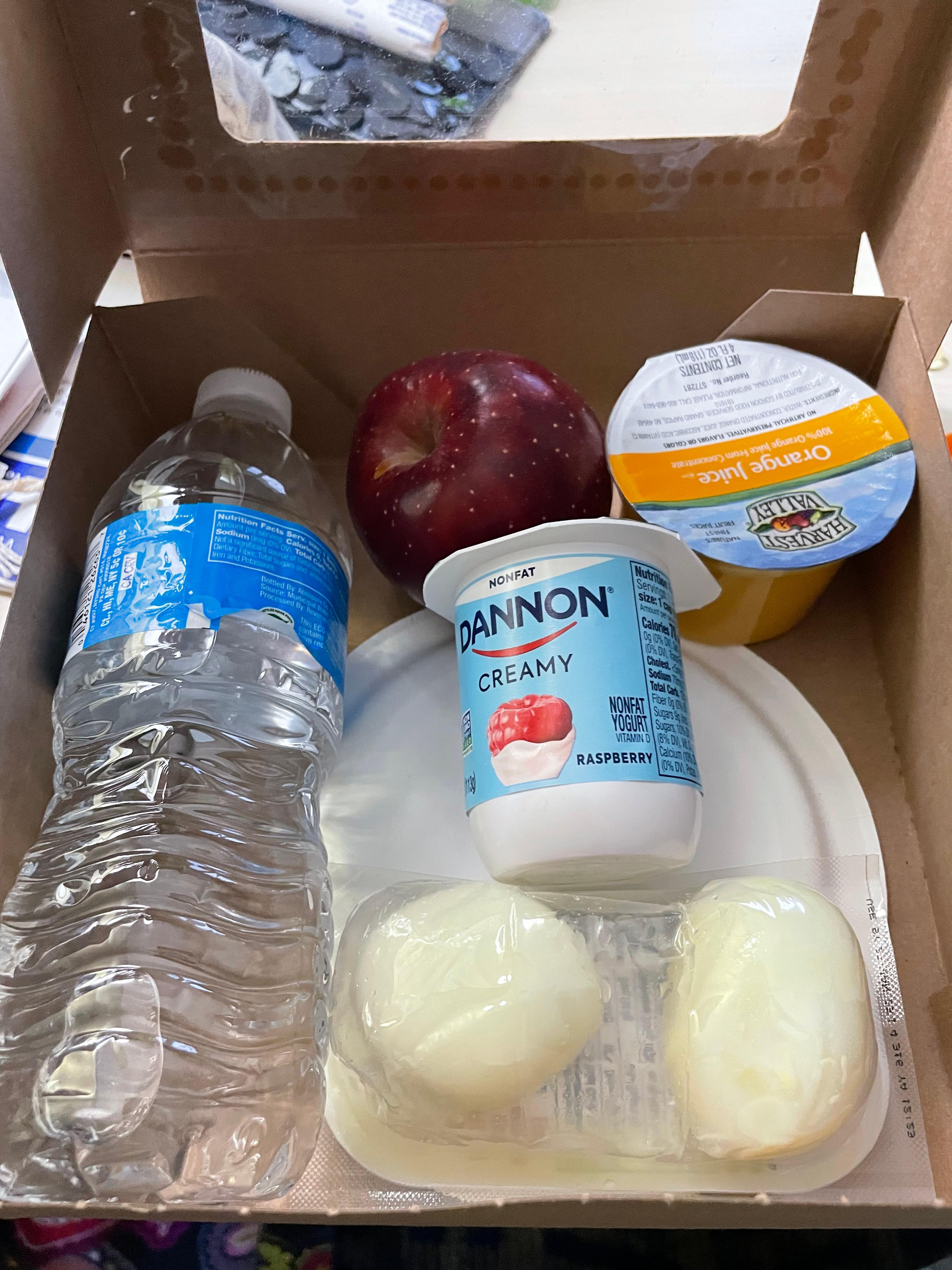 Boxed complimentary breakfast that was delivered right to your room! 