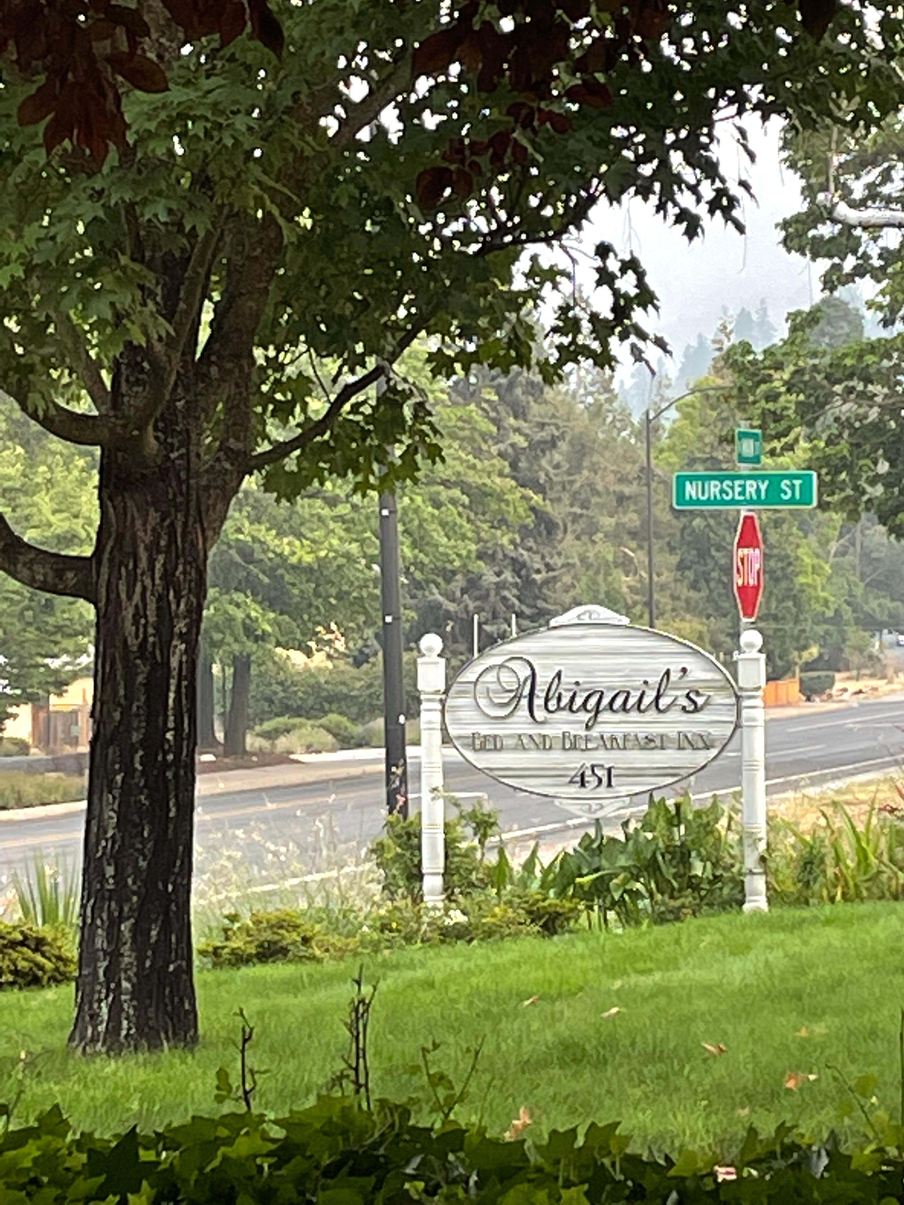 B&B sign from the porch. 