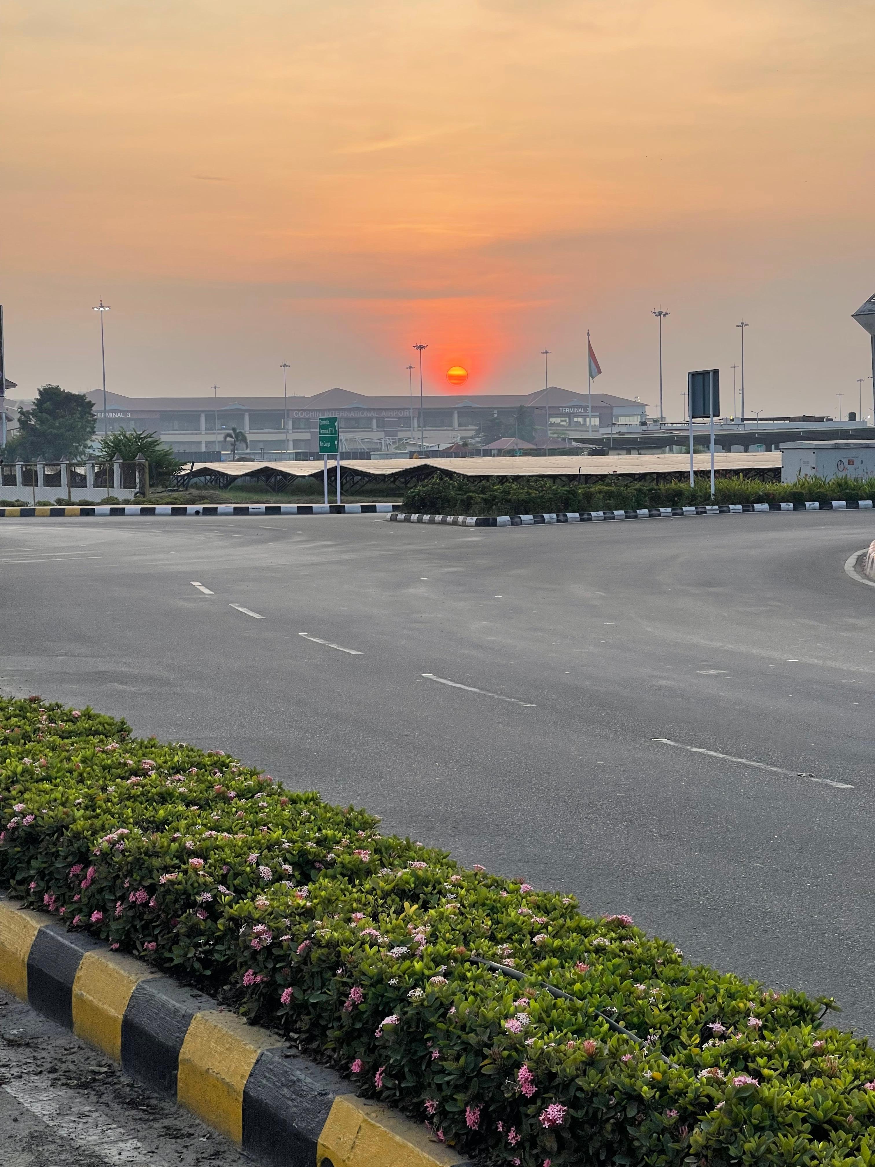 Sunrise at Kochi Airport the morning I left. Hotel driver stopped for me to snap!