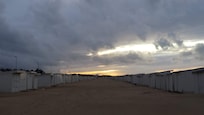 Les bungalows à la tombée de la nuit