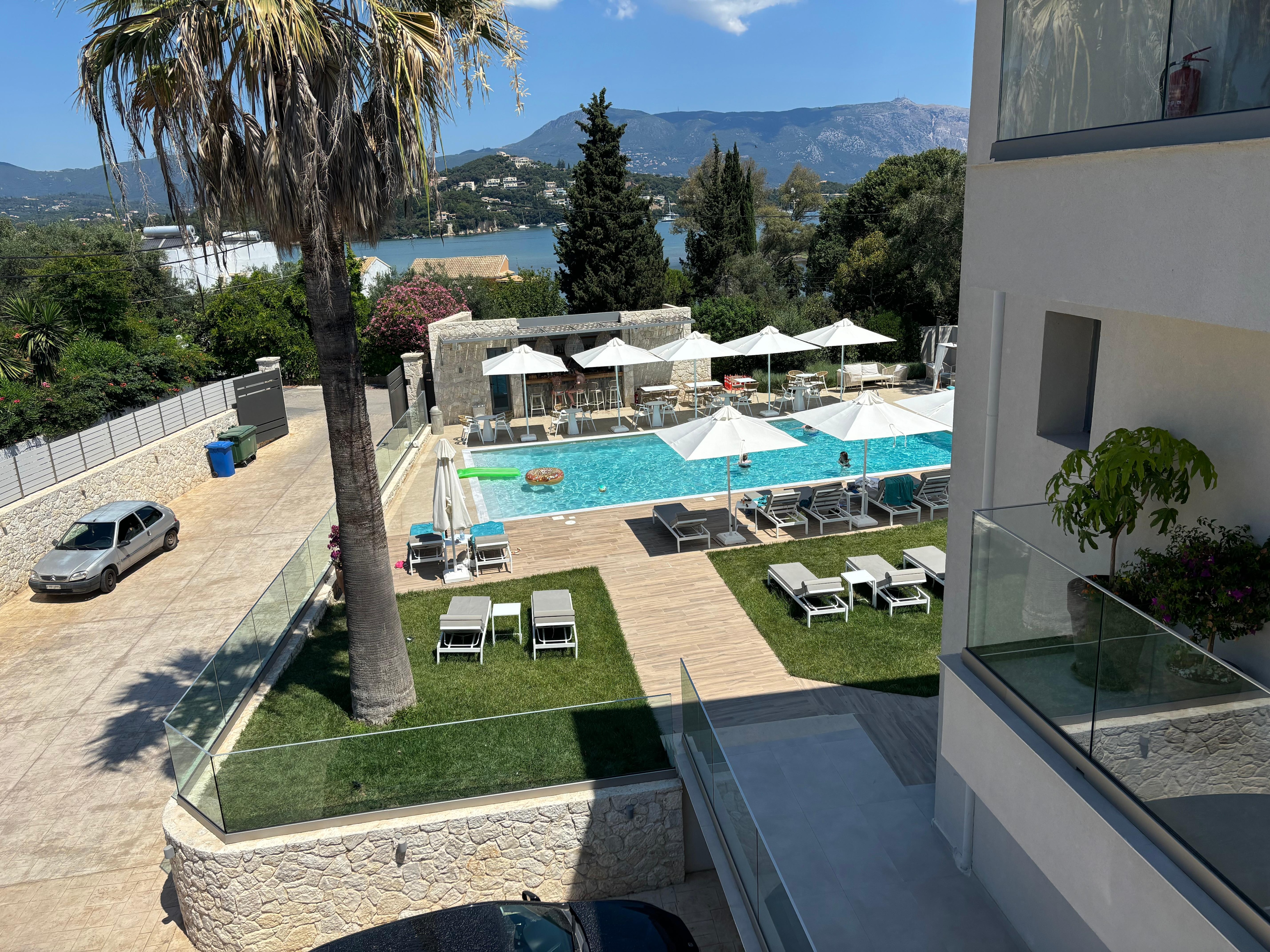 View looking towards bar and pool