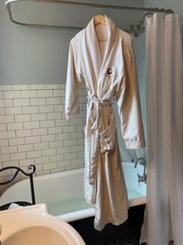 Claw foot tub and cozy robe