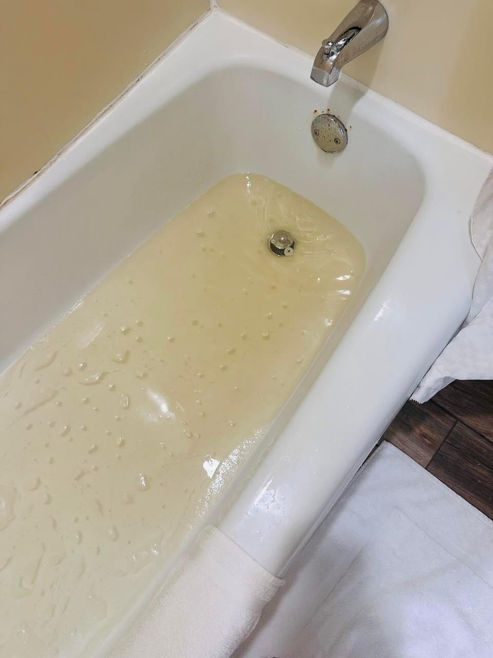 The water that came out of the faucet was a brownish color.