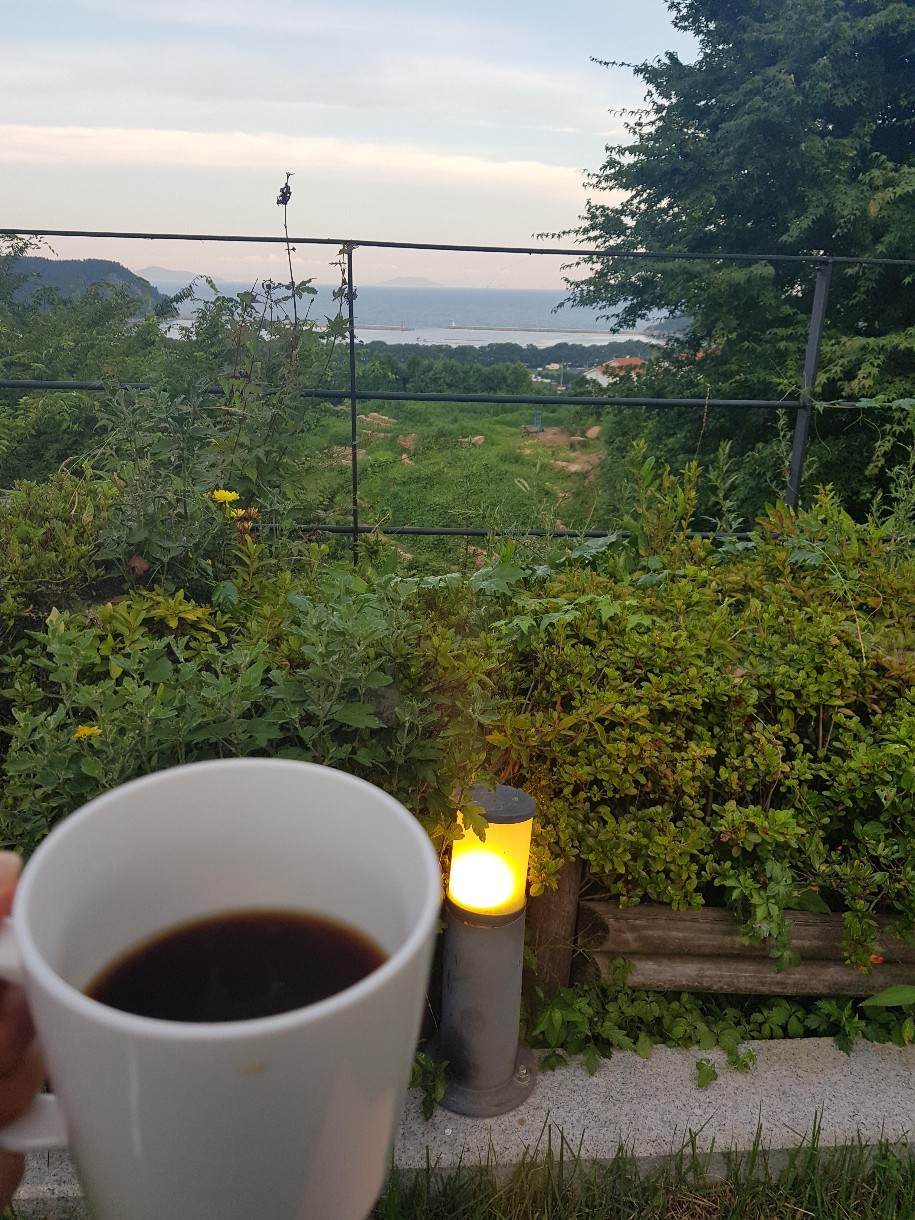 저녁먹고  마당에 나와  커피한잔~~분위기 넘좋아요