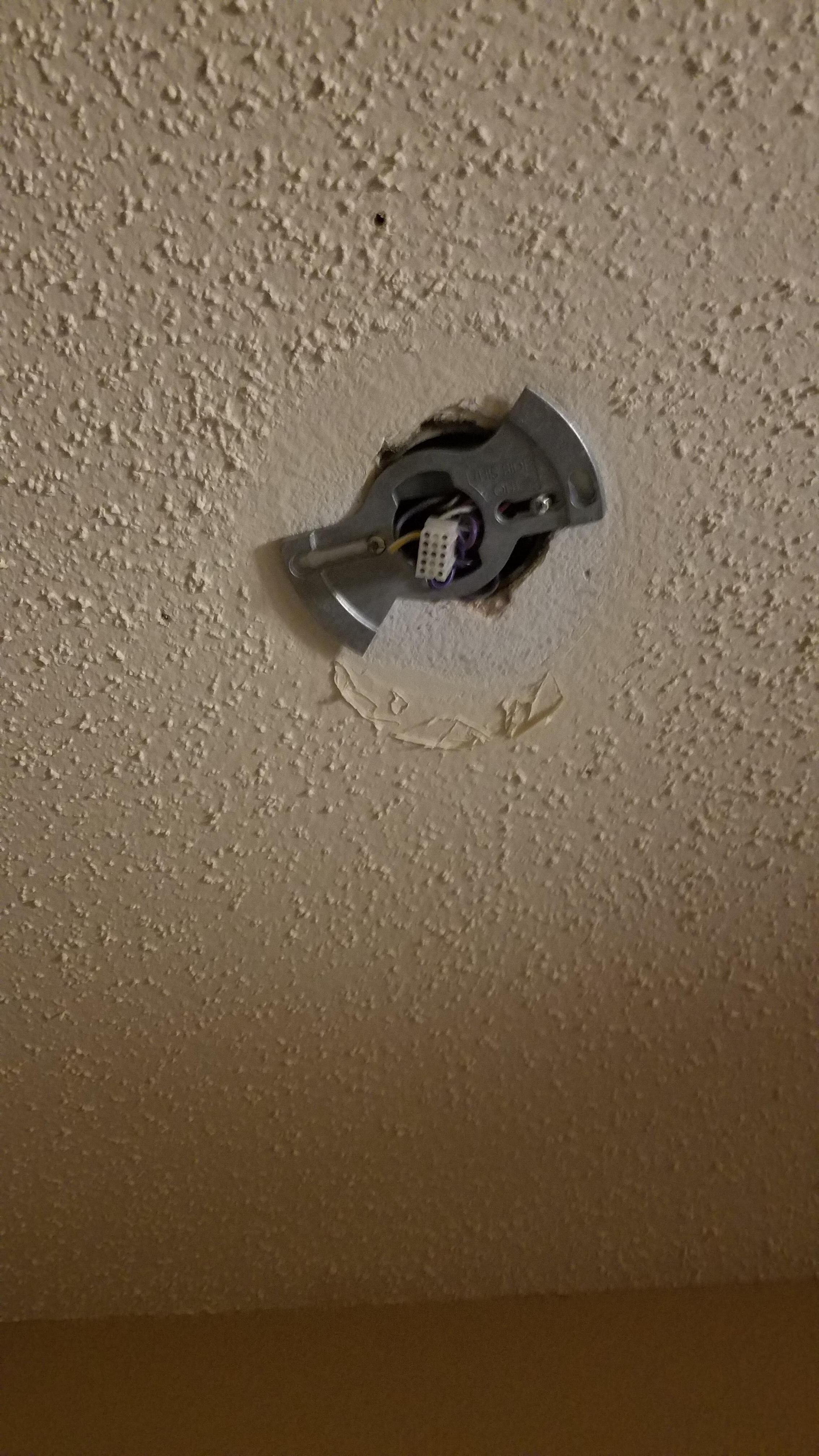 both smoke detectors ripped out of the ceiling