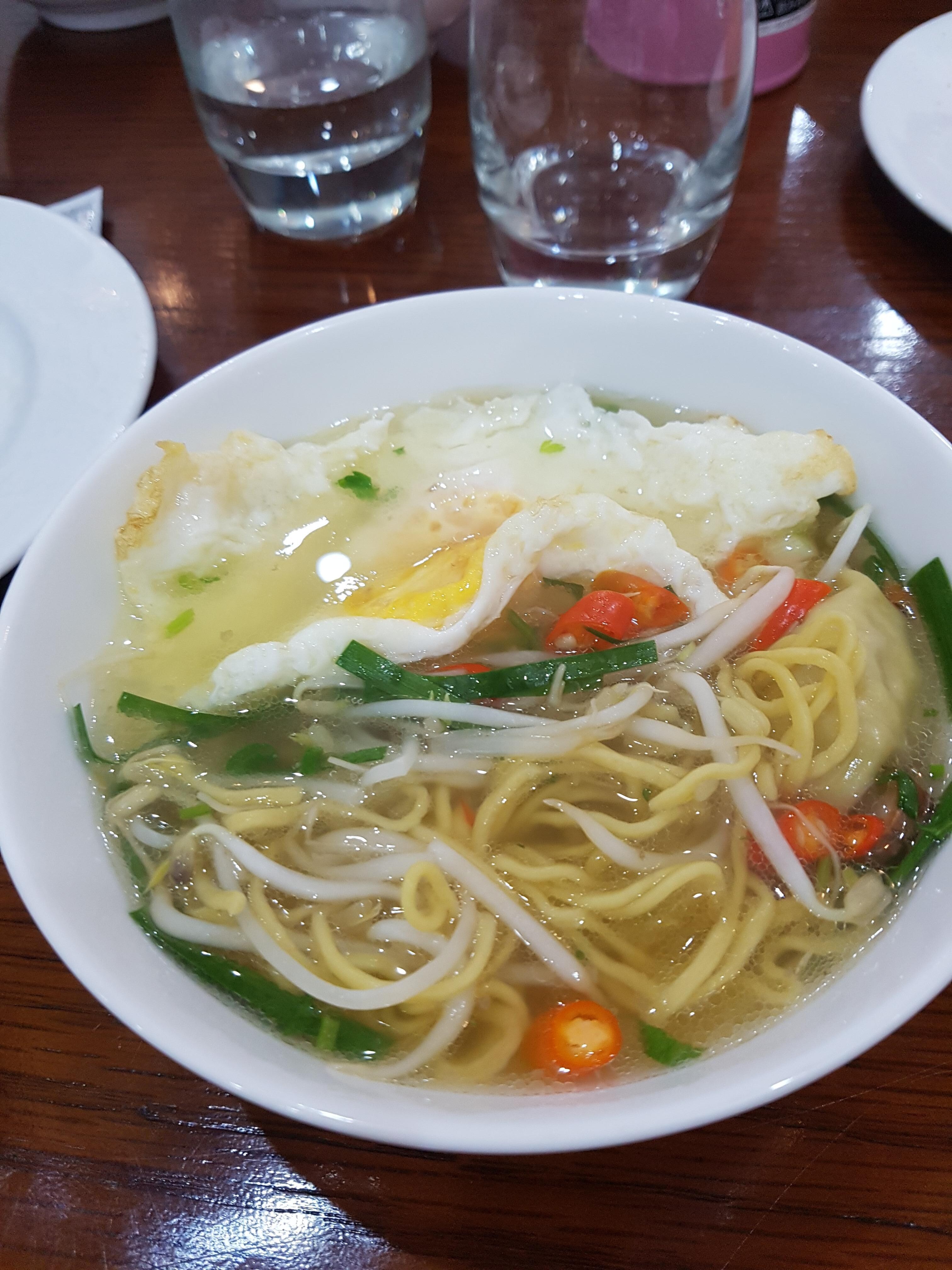Best Hot Soup Pho Noodles with additional Egg and cut Chillies