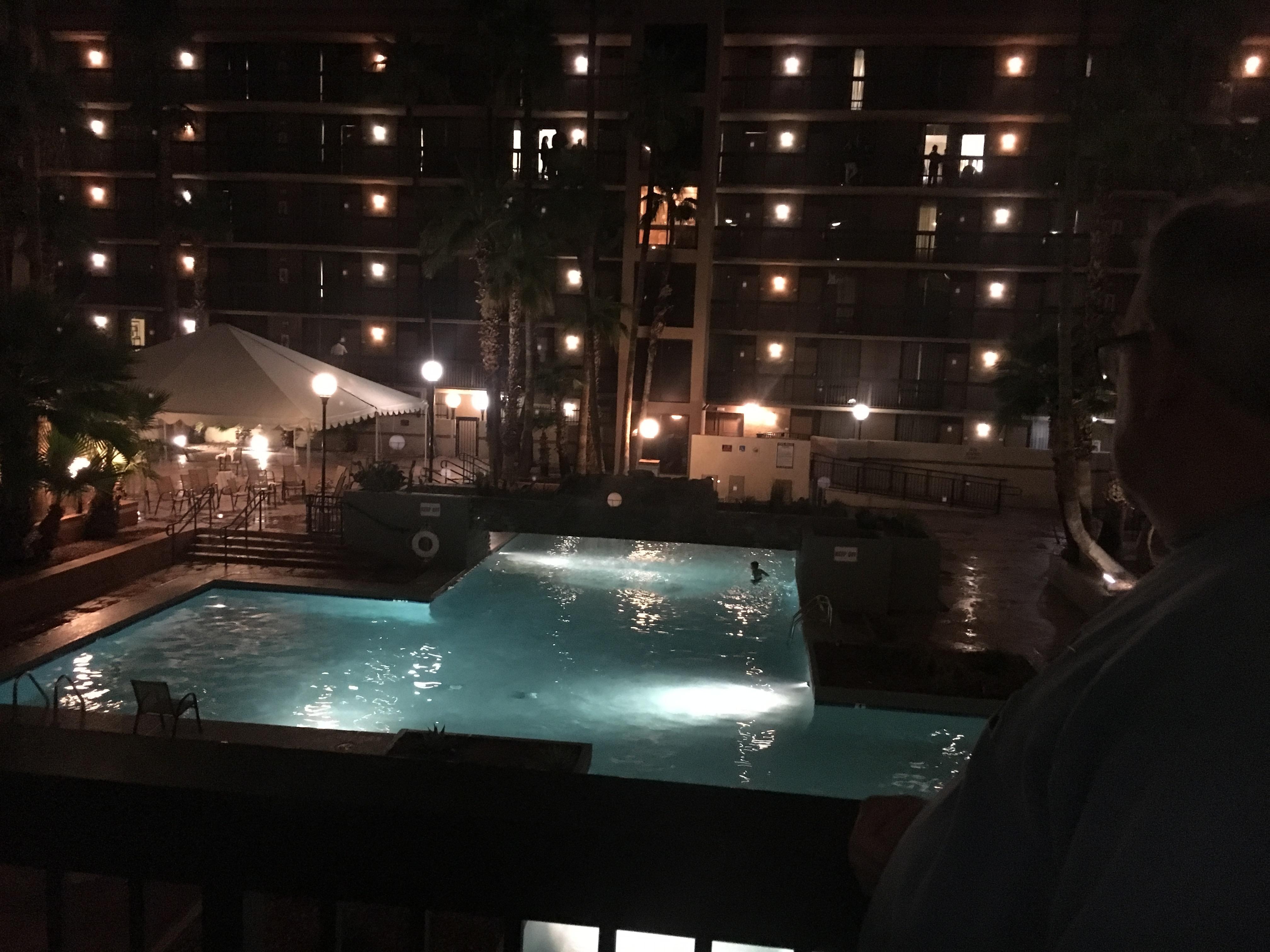 Looking out our poolside balcony our first night
