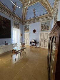 Dining hall highlighting the exquisite fresco