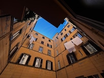 The open atrium of the hotel building