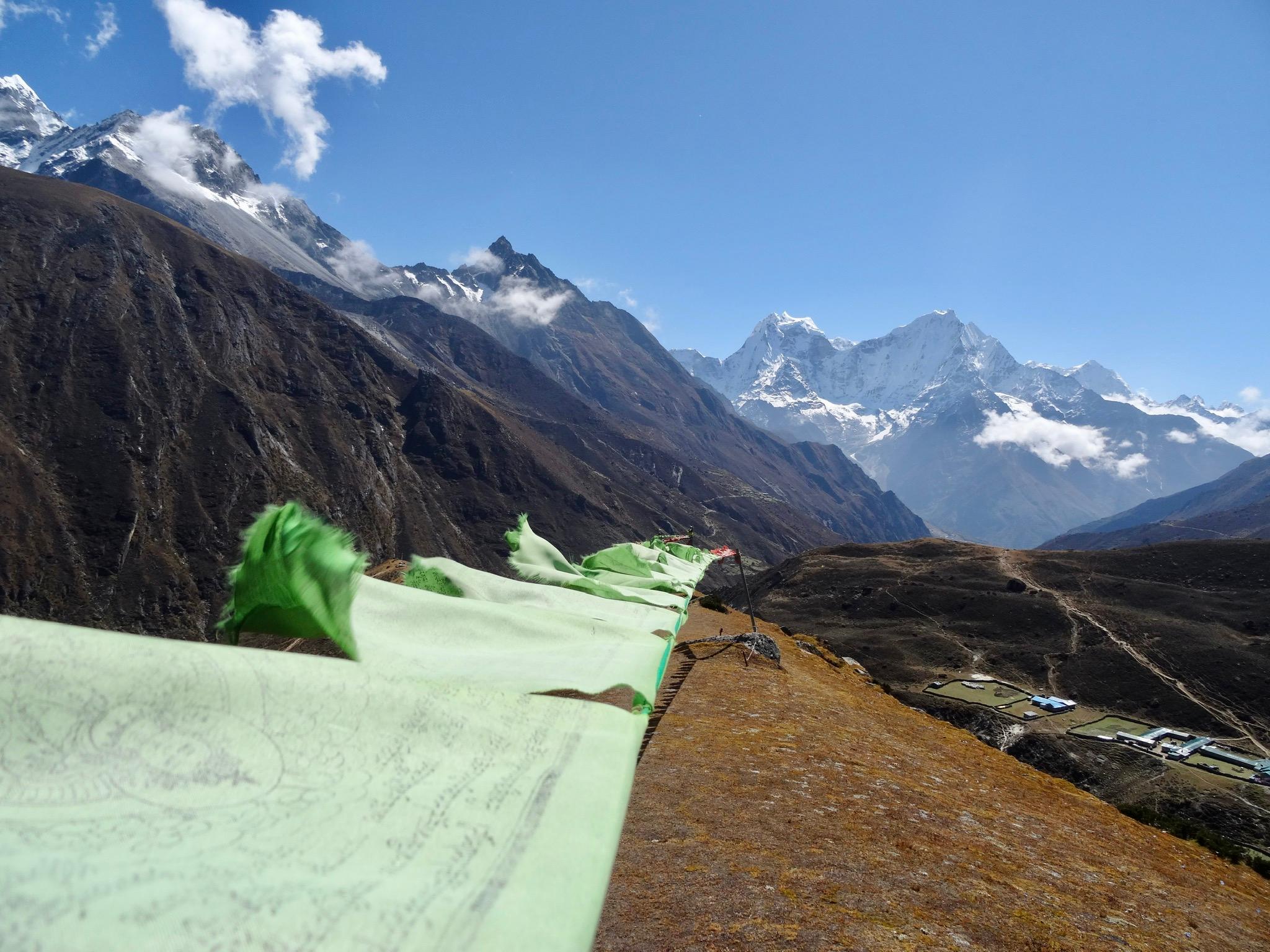 Yet another view from the hill, with Machhermo visible in lower right.