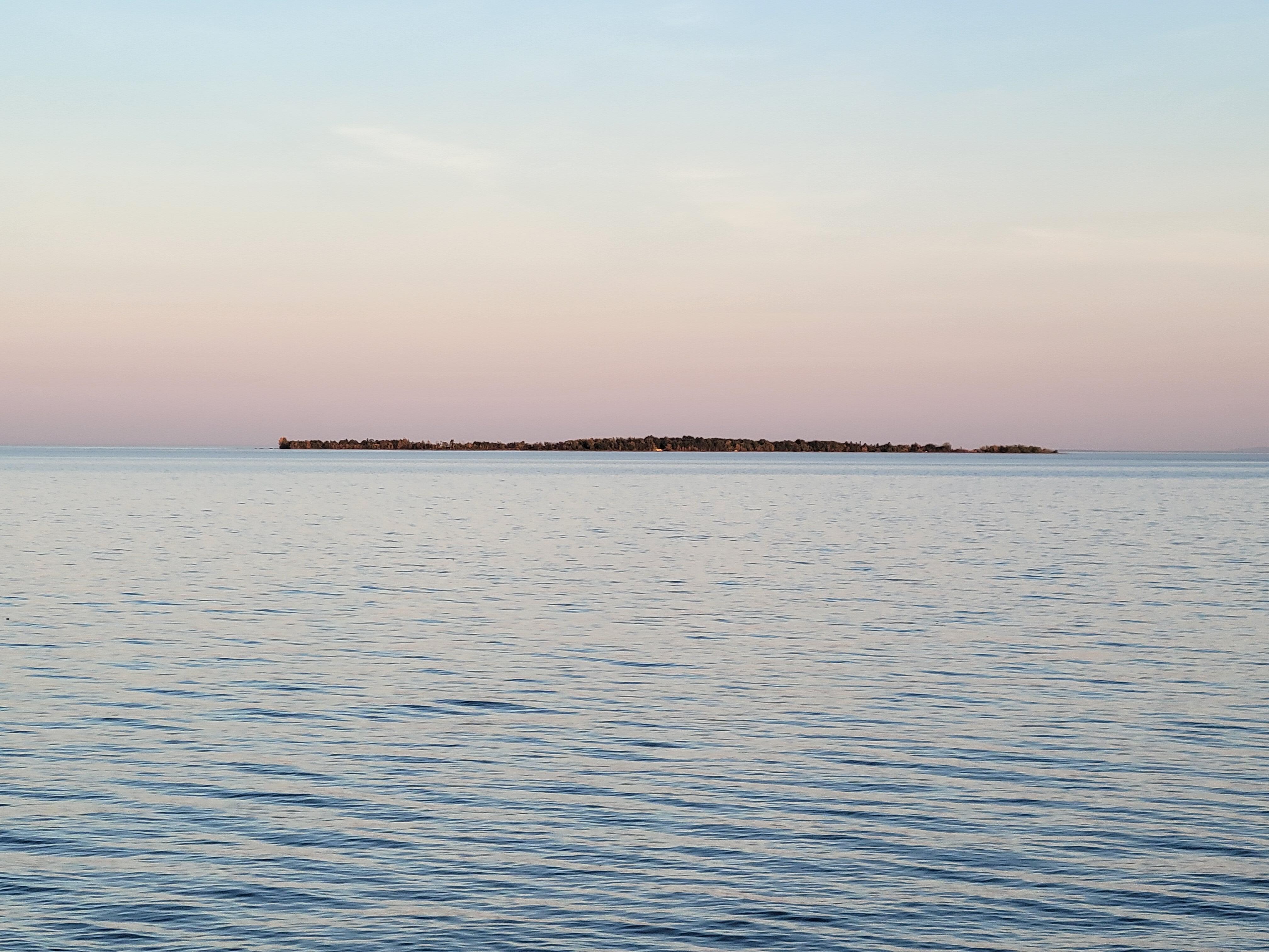 Island in Lac St Jean from motel lake front.