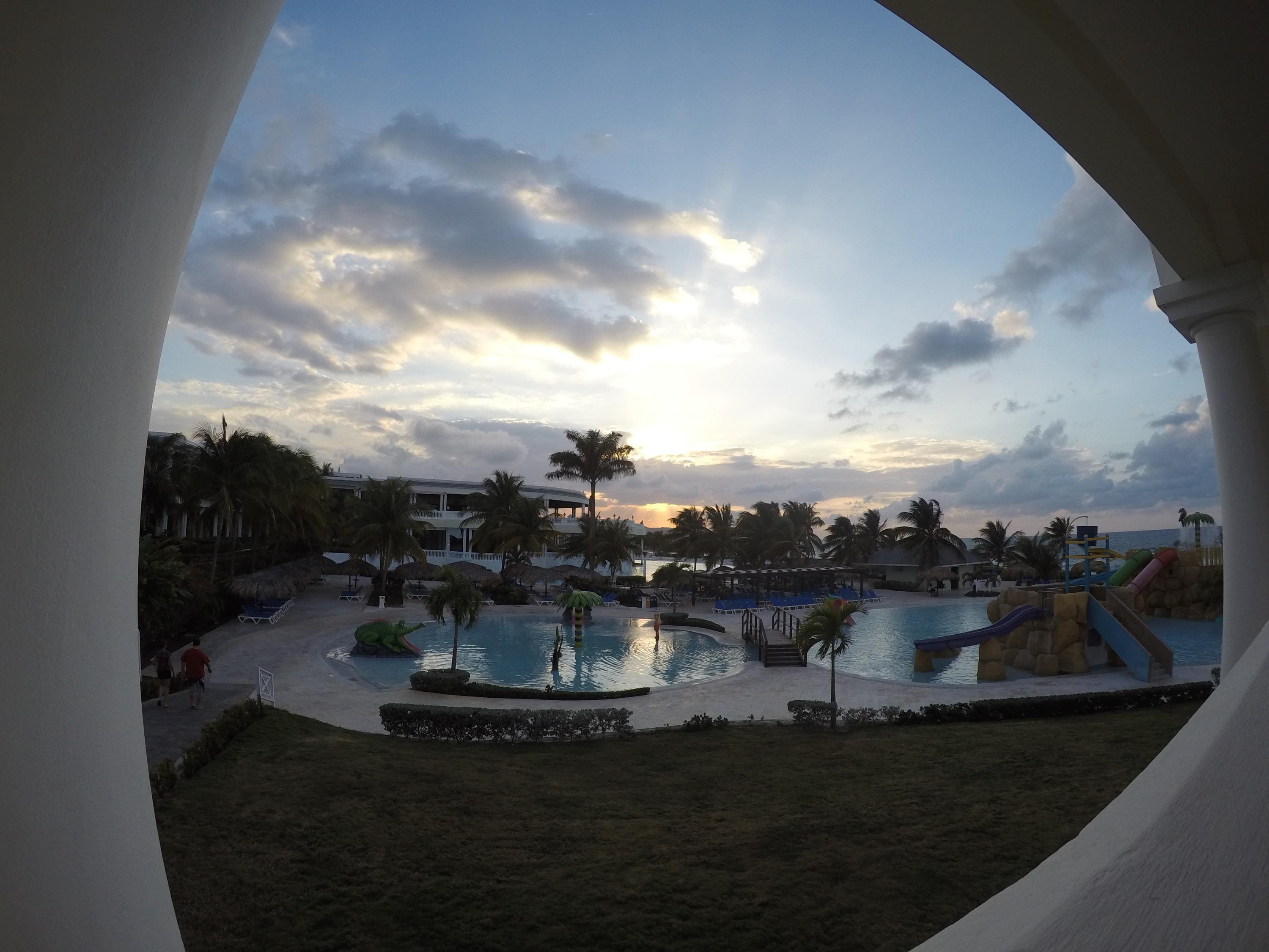 Sunset over main pool