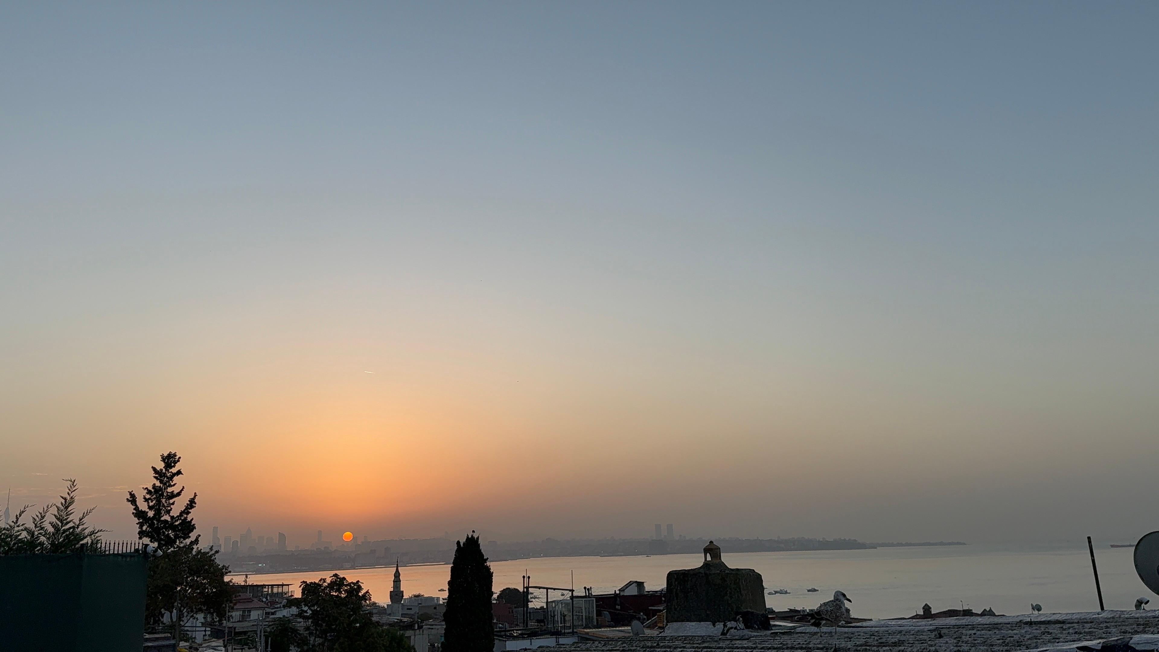 Sunrise view from rooftop terrace 