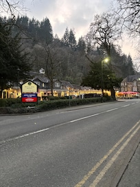 View up the road